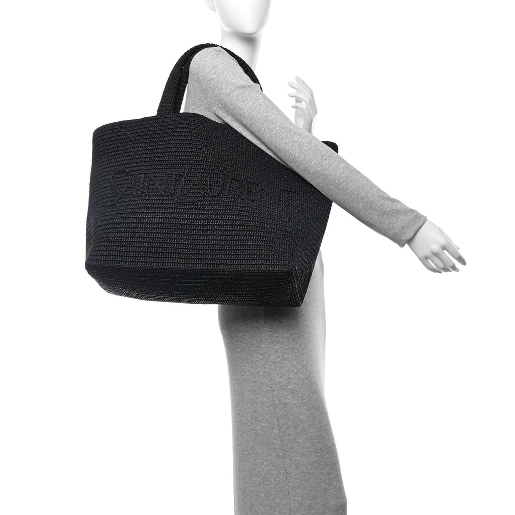 Raffia Logo Tote Black