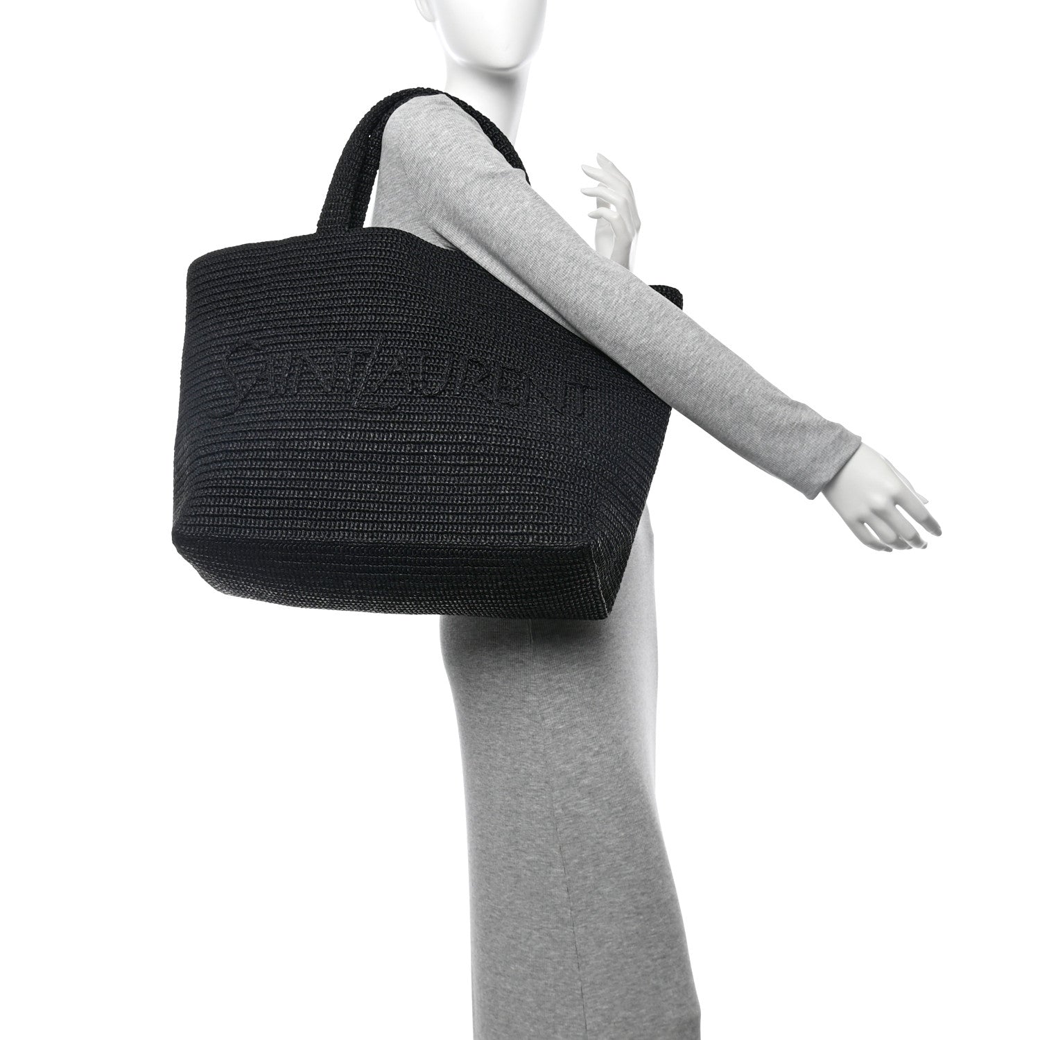 Raffia Logo Tote Black