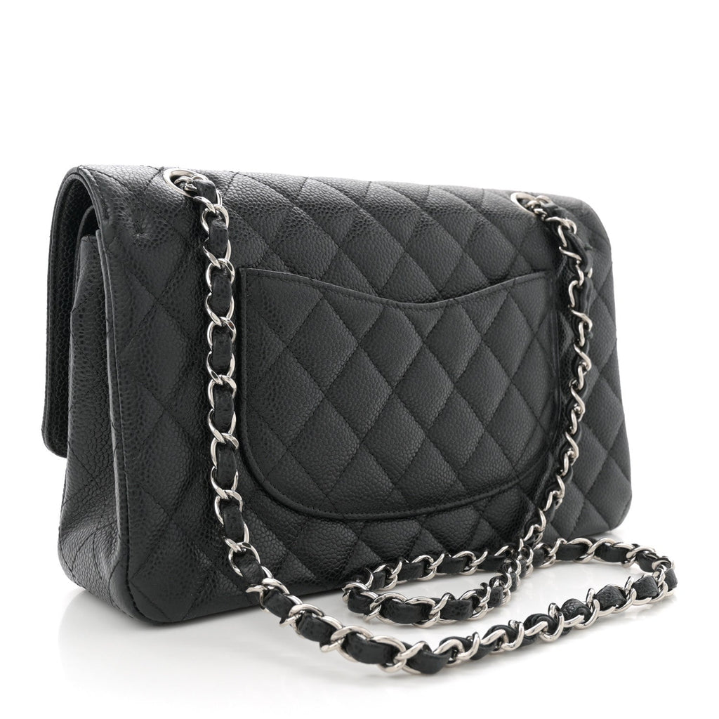 Caviar Quilted Medium Double Flap Black