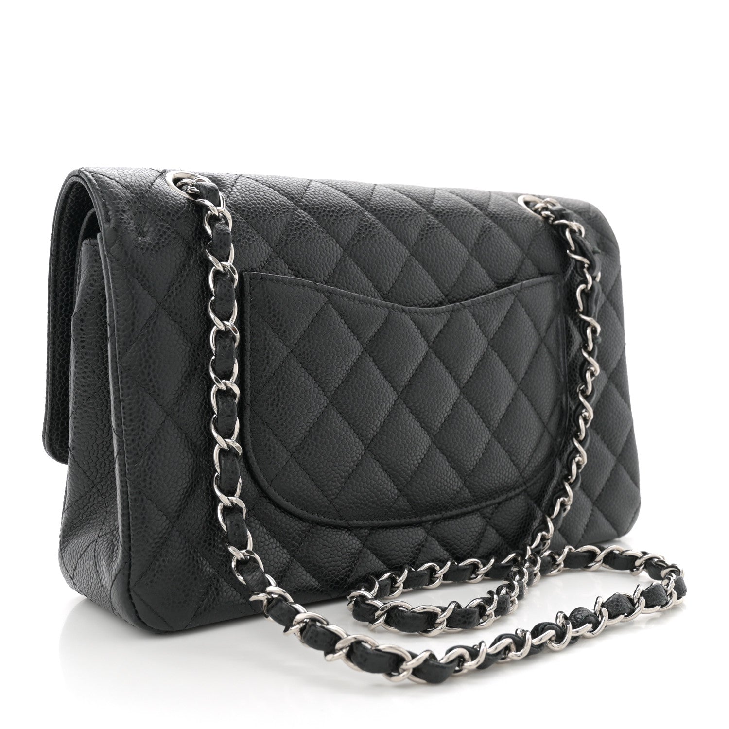 Caviar Quilted Medium Double Flap Black