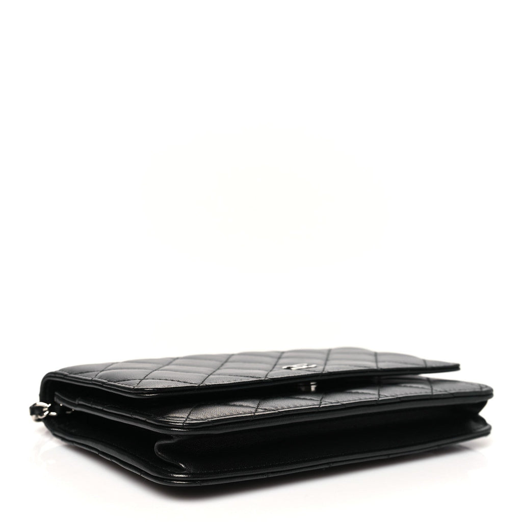 Lambskin Quilted Wallet On Chain WOC Black