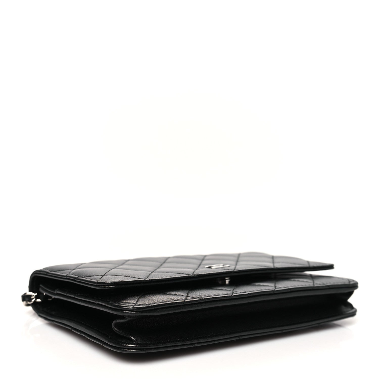 Lambskin Quilted Wallet On Chain WOC Black