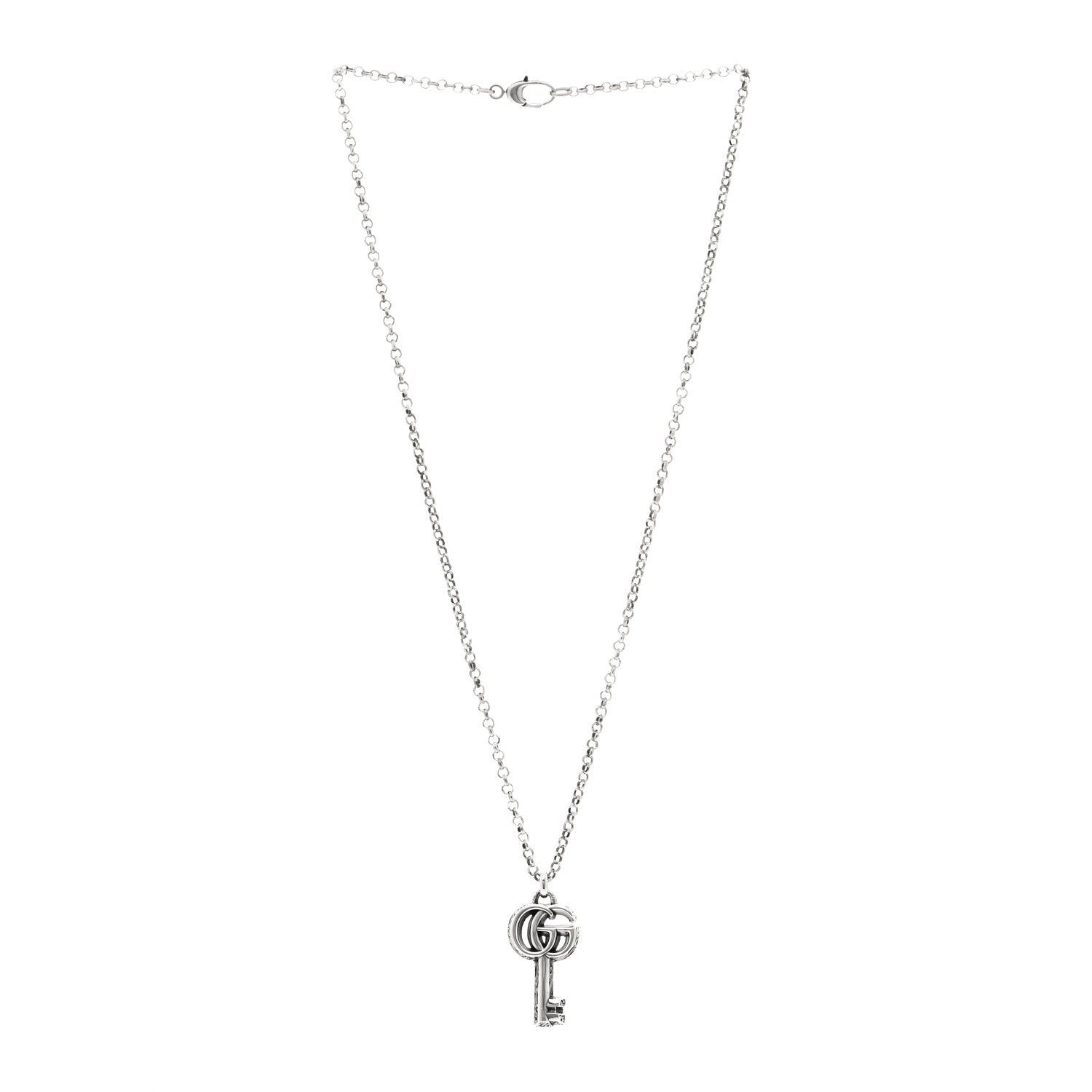 Sterling Silver Double G Key Pendant Necklace