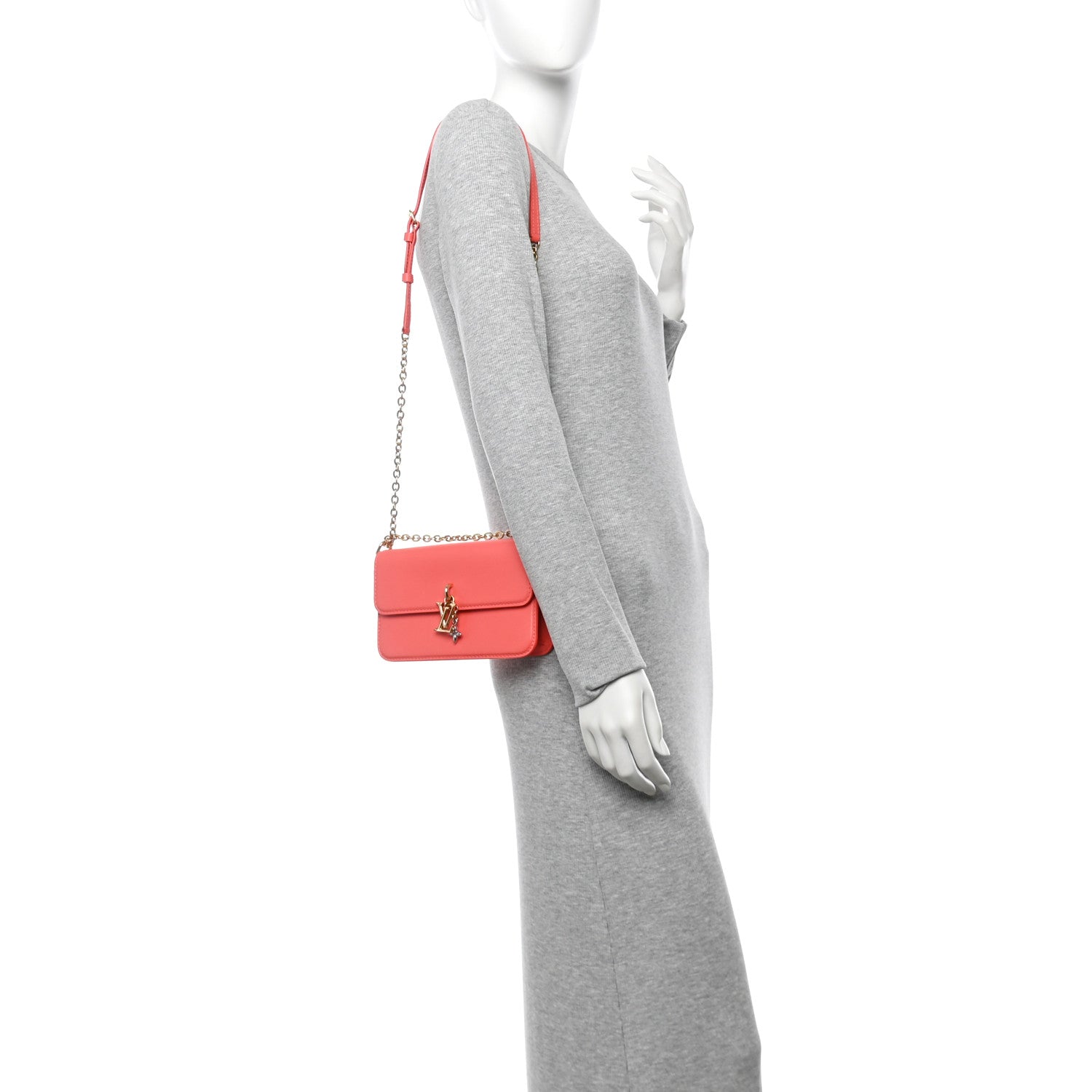 Calfskin Bloom Wallet On Chain Sweet Coral