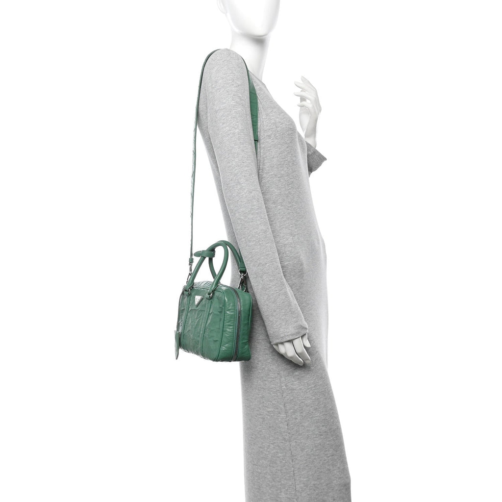 Nappa Antique Medium Re-Edition 2001 Two Handle Bag Green