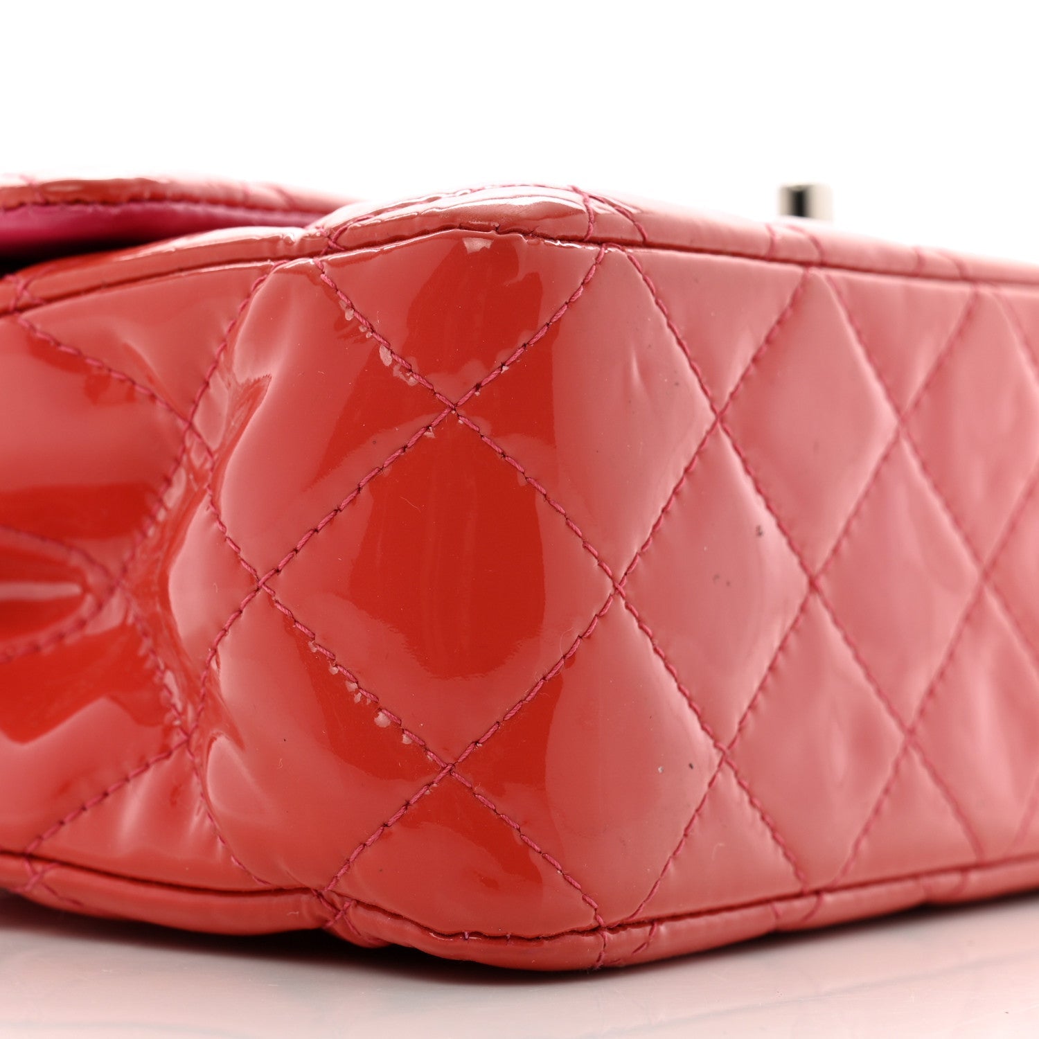 Patent Quilted Medium Double Flap Pink