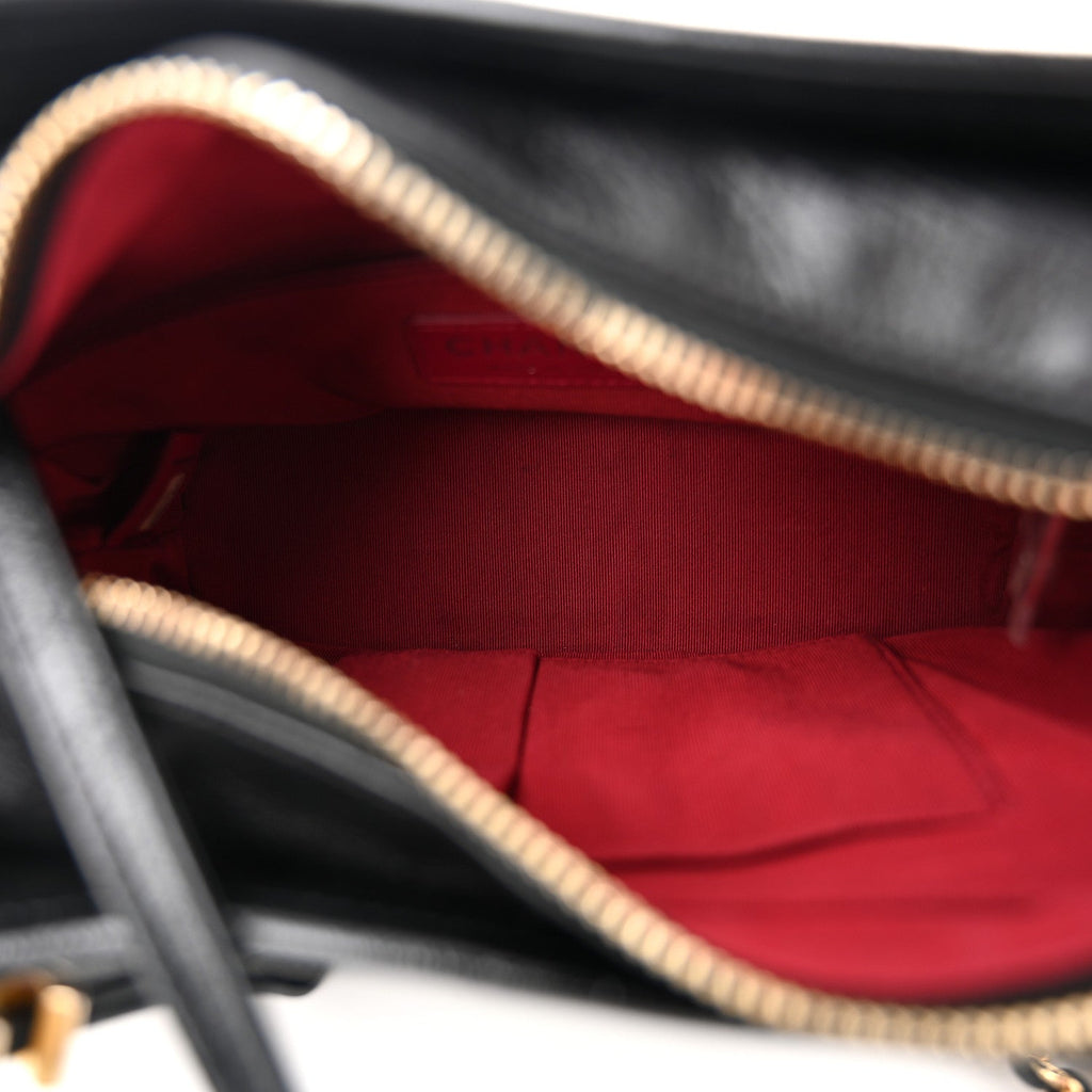 Aged Calfskin Quilted Small Gabrielle Logo Hobo Black