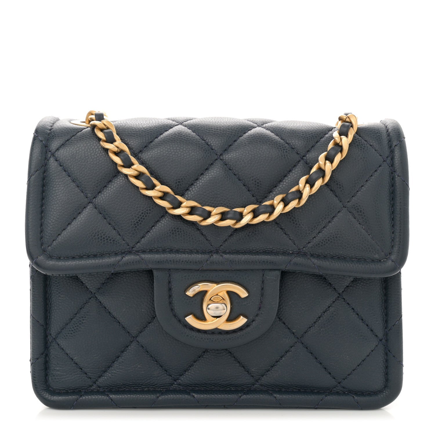 Caviar Quilted Mini Sweet Classic Flap Navy Blue