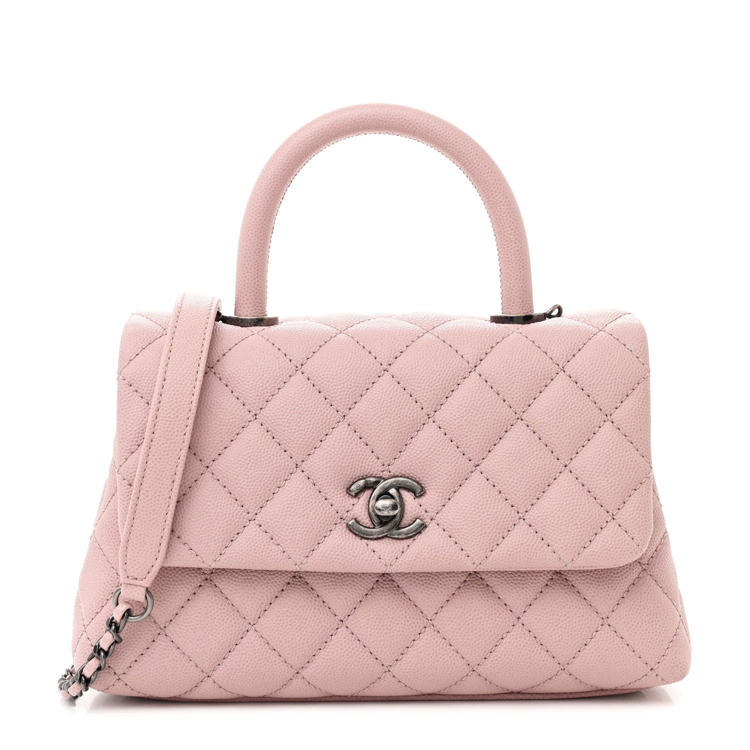 Caviar Quilted Mini Coco Handle Flap Pink