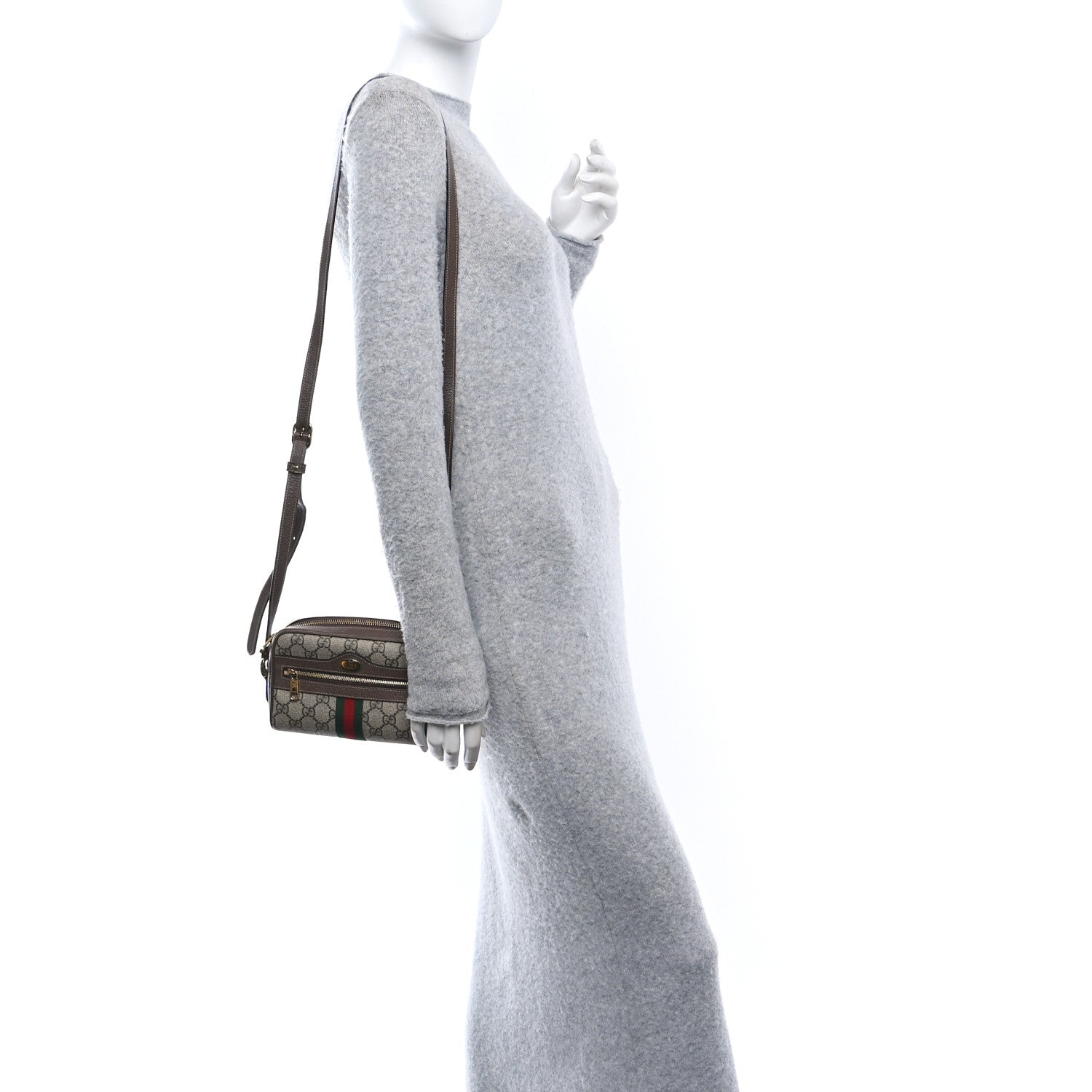 GG Supreme Monogram Web Mini Ophidia Shoulder Bag Brown