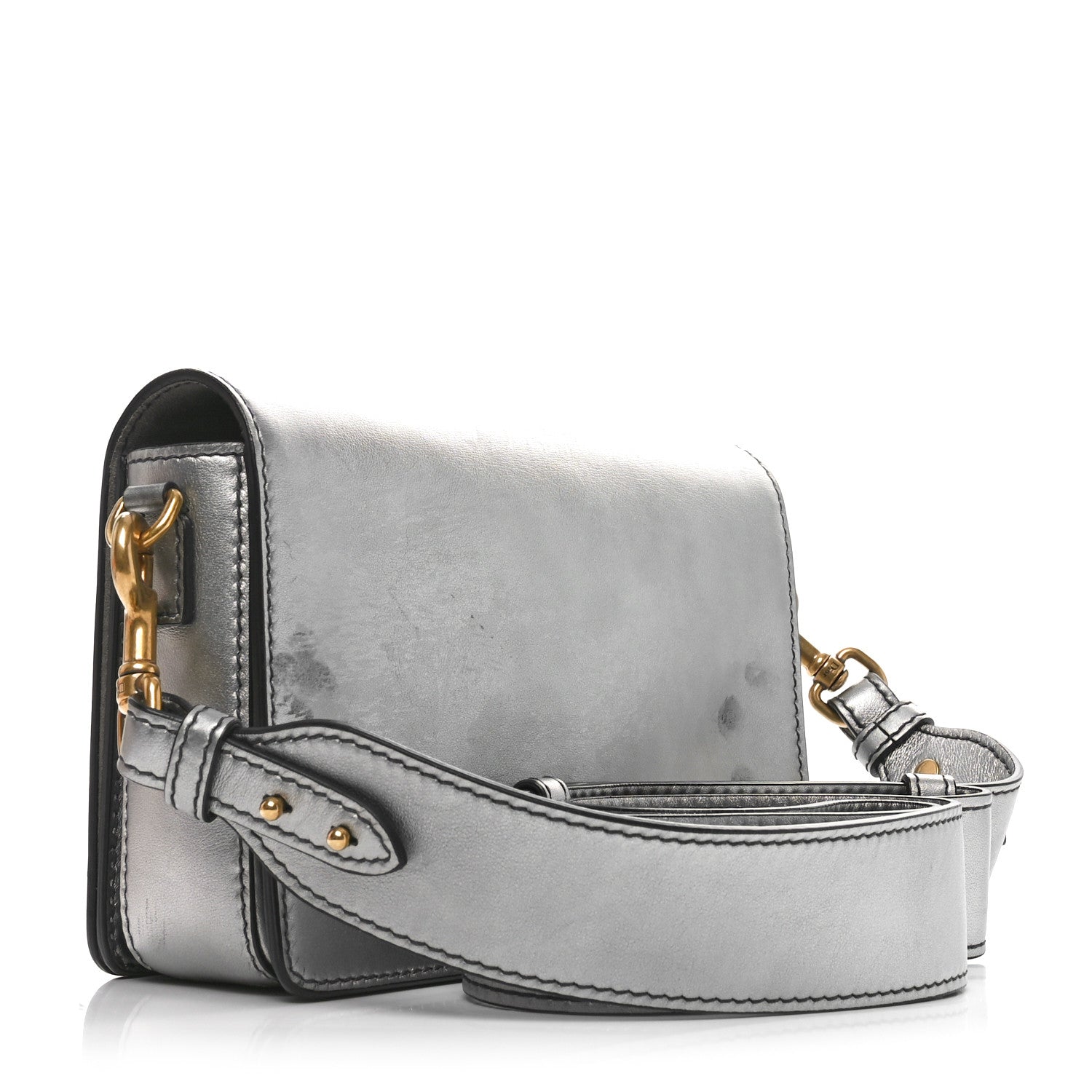 Metallic Smooth Calfskin Dio(r)evolution Flap Bag Silver