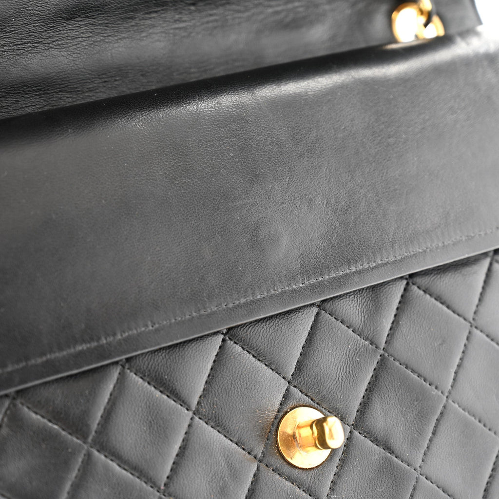 Lambskin Quilted Medium Double Flap Black