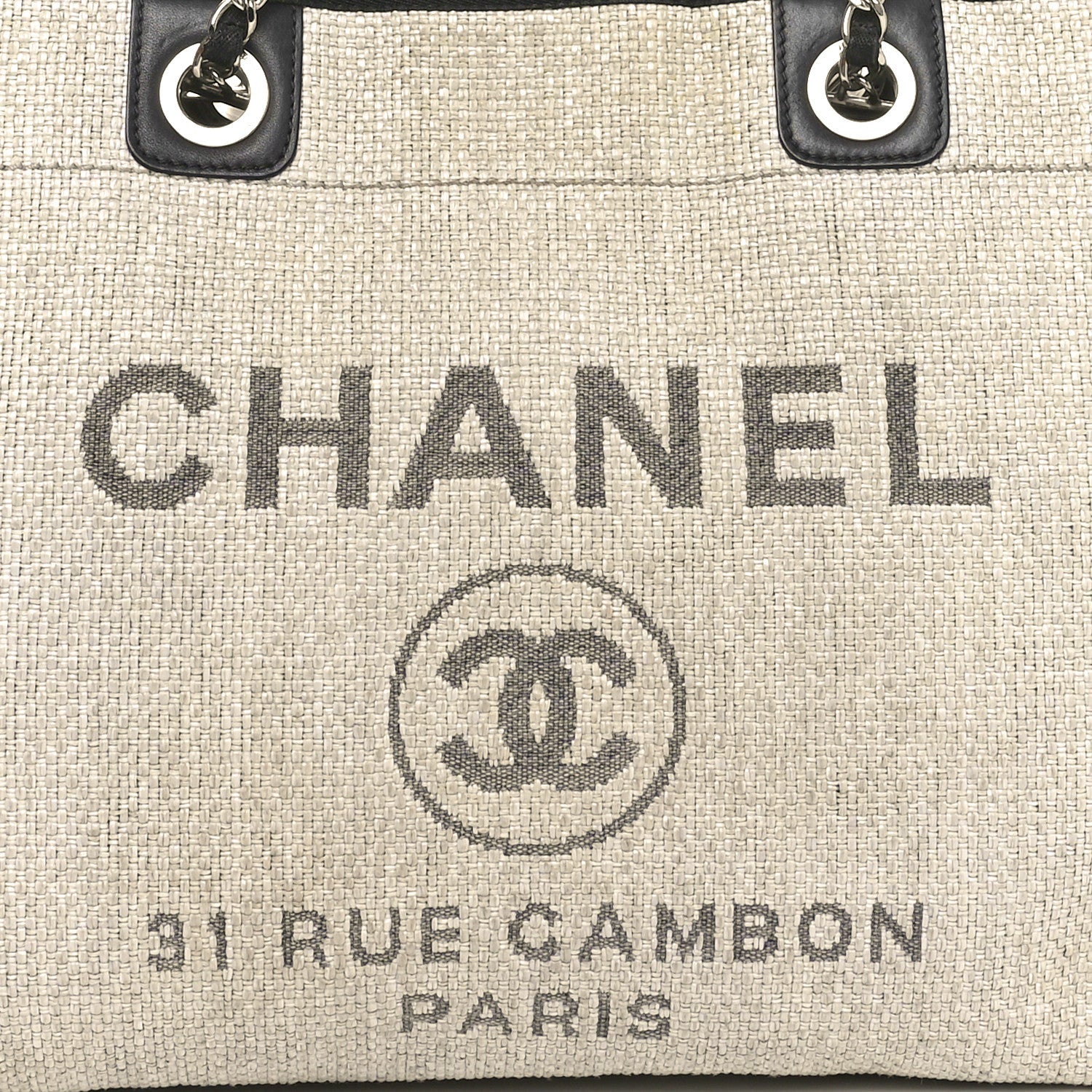 Woven Straw Raffia Small Deauville Tote Grey