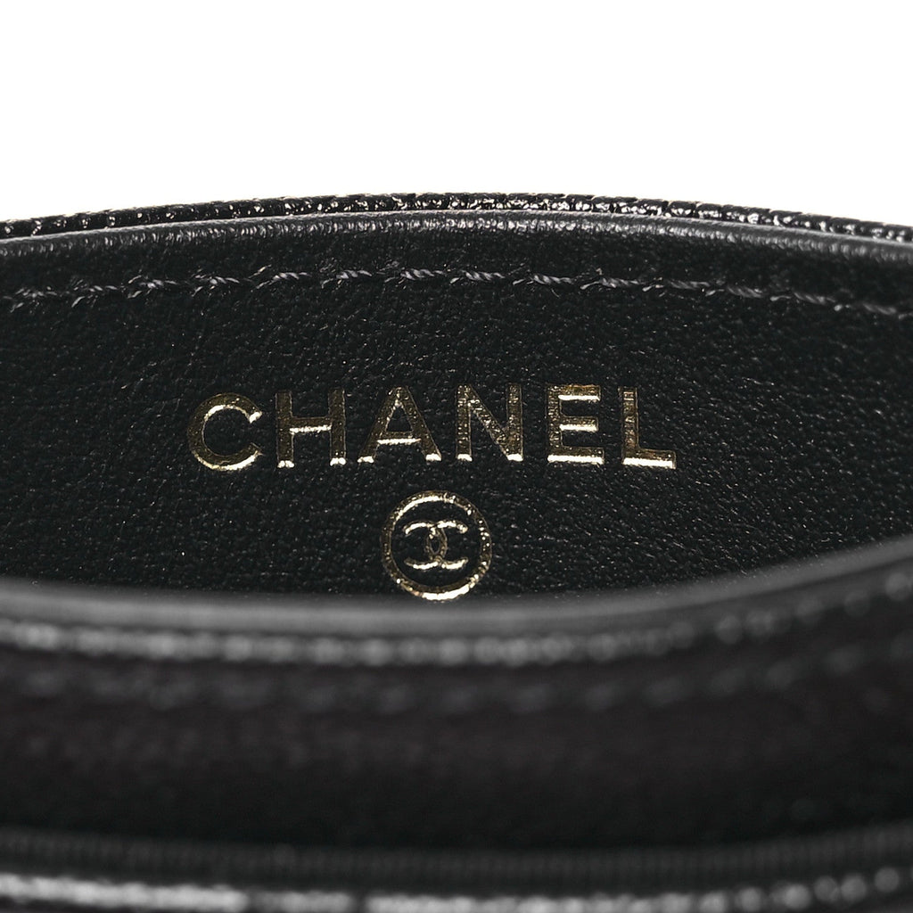 Caviar Quilted Studded CC  Holder Black