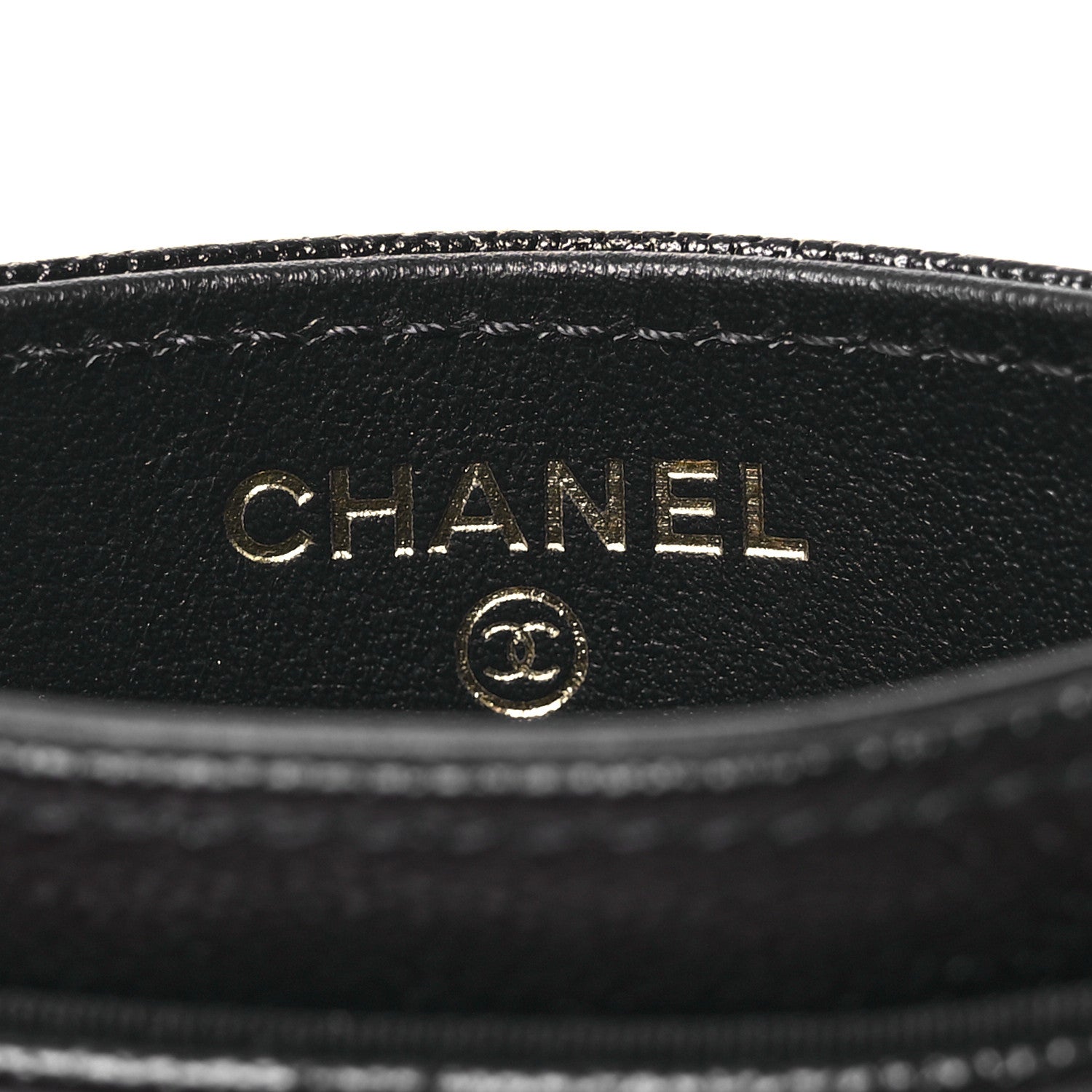 Caviar Quilted Studded CC  Holder Black