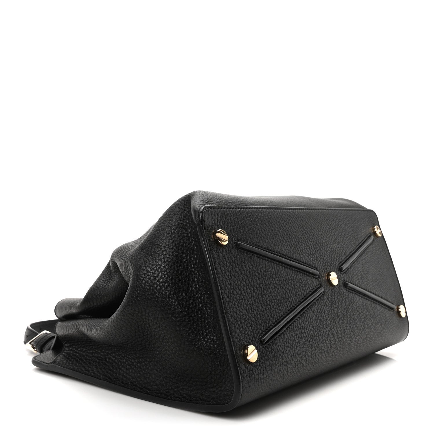 Pebbled Calfskin Large JoyLock Satchel Black