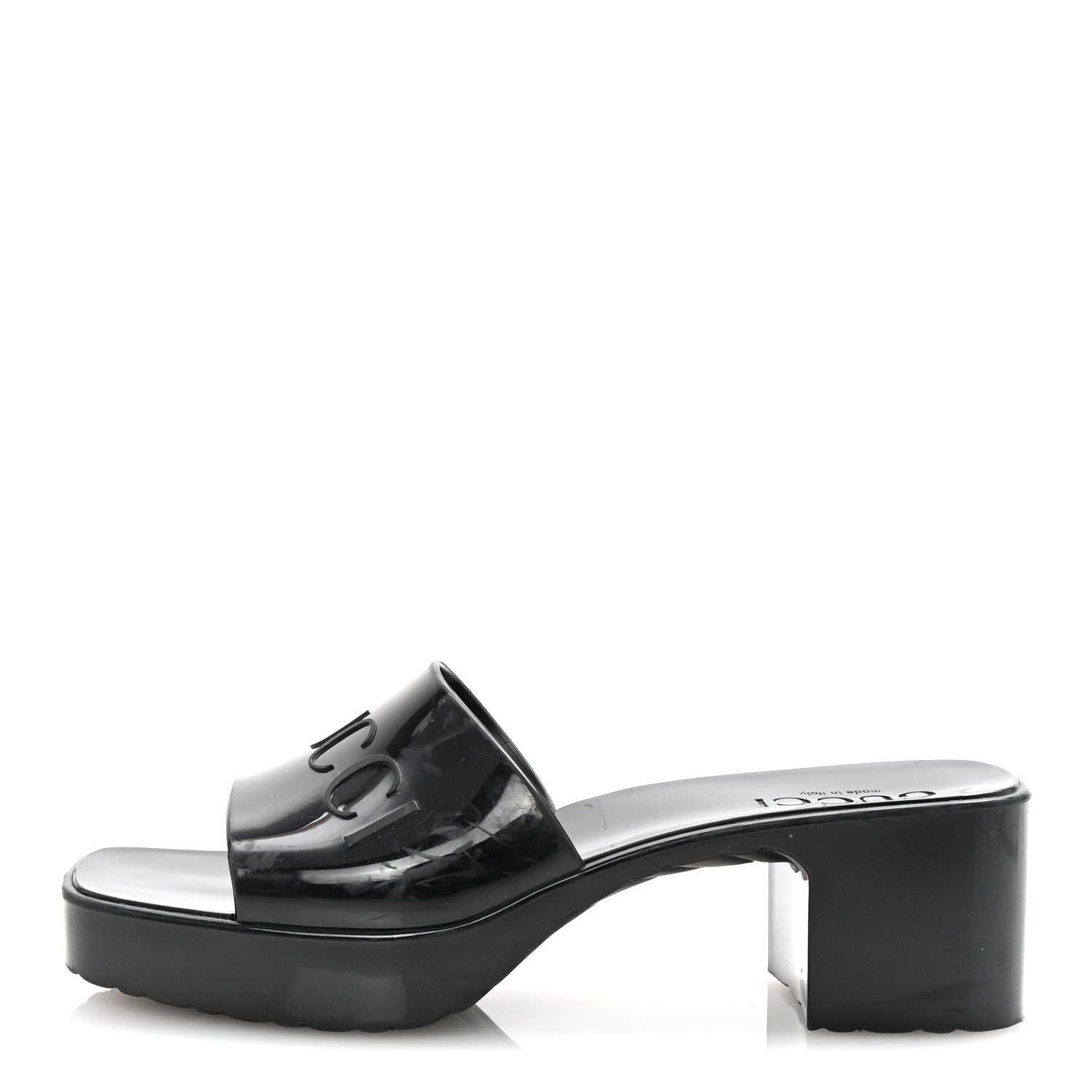 Rubber Gucci Logo Womens Platform 20/60mm Slide Sandals 36 Black