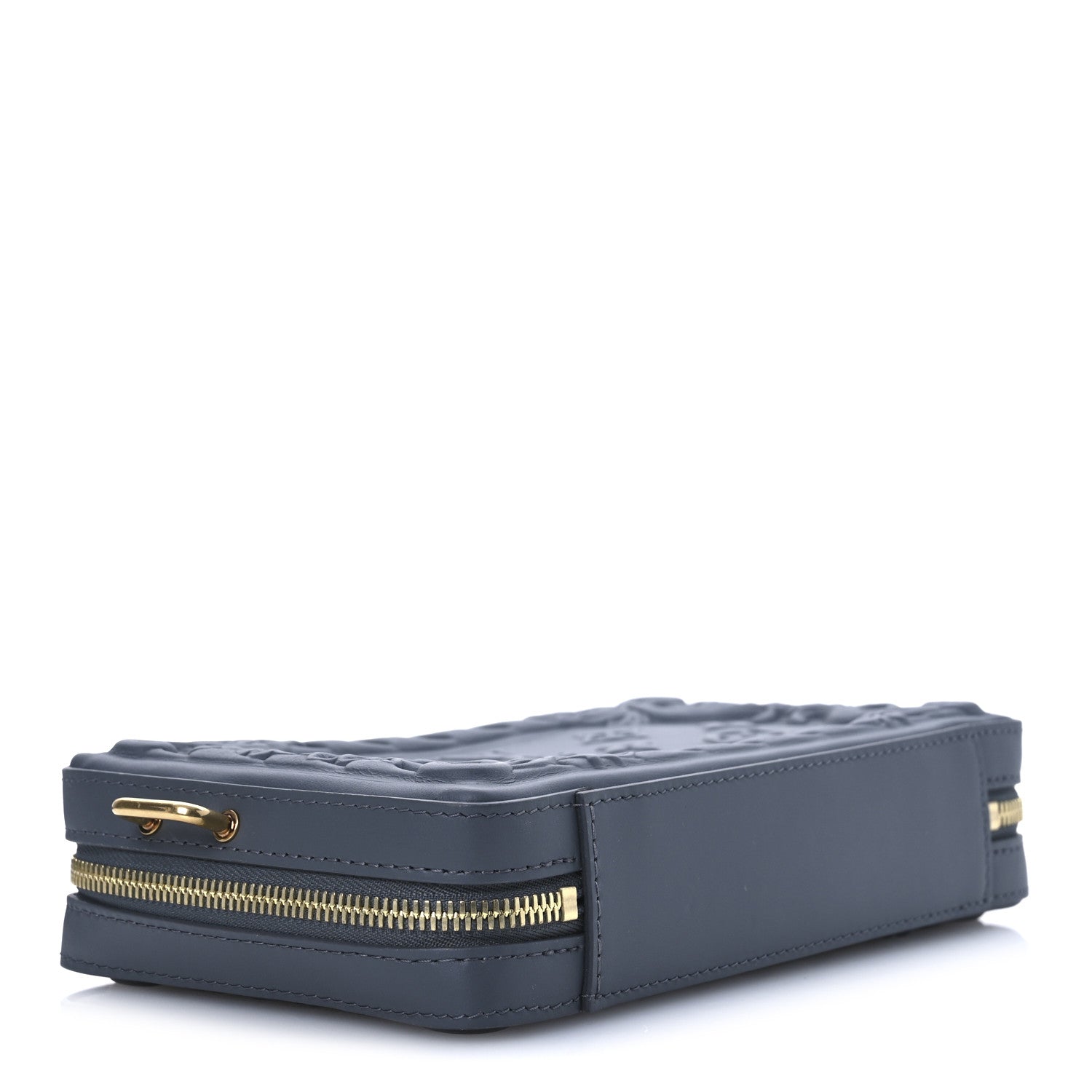 Calfskin Monogram Embossed Soft Trunk Wearable Wallet Dark Shadow Gray