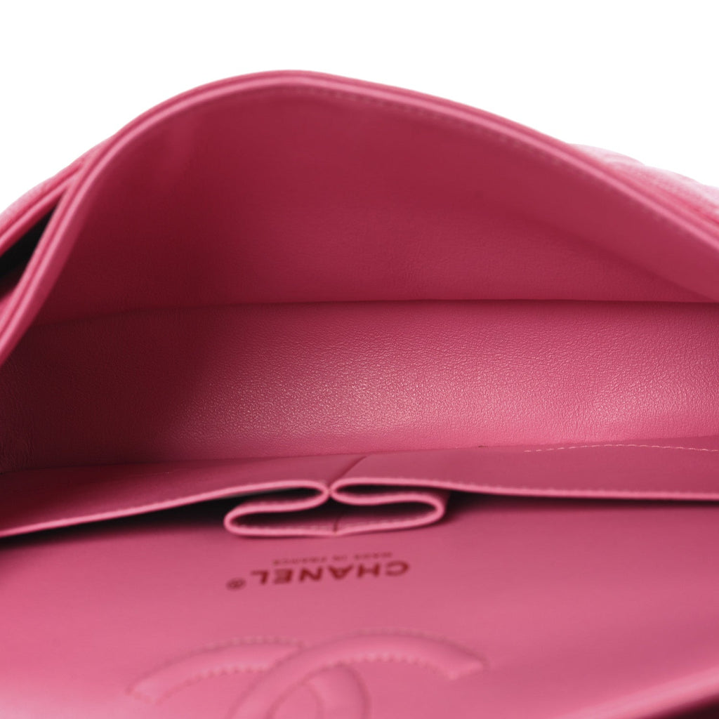 Caviar Quilted Medium Double Flap Pink