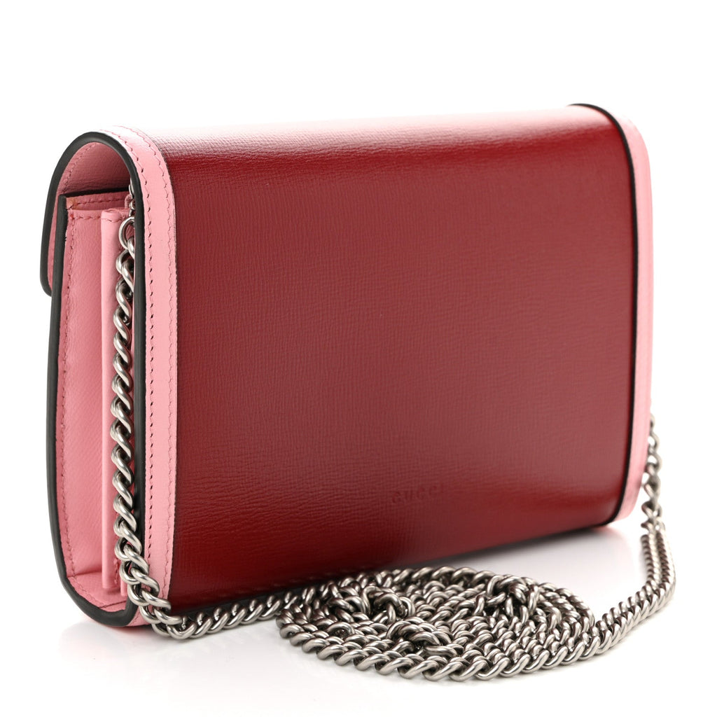 Azalea Calfskin Enamel Mini Dionysus Chain Wallet New Cherry Red Wild Rose Off White