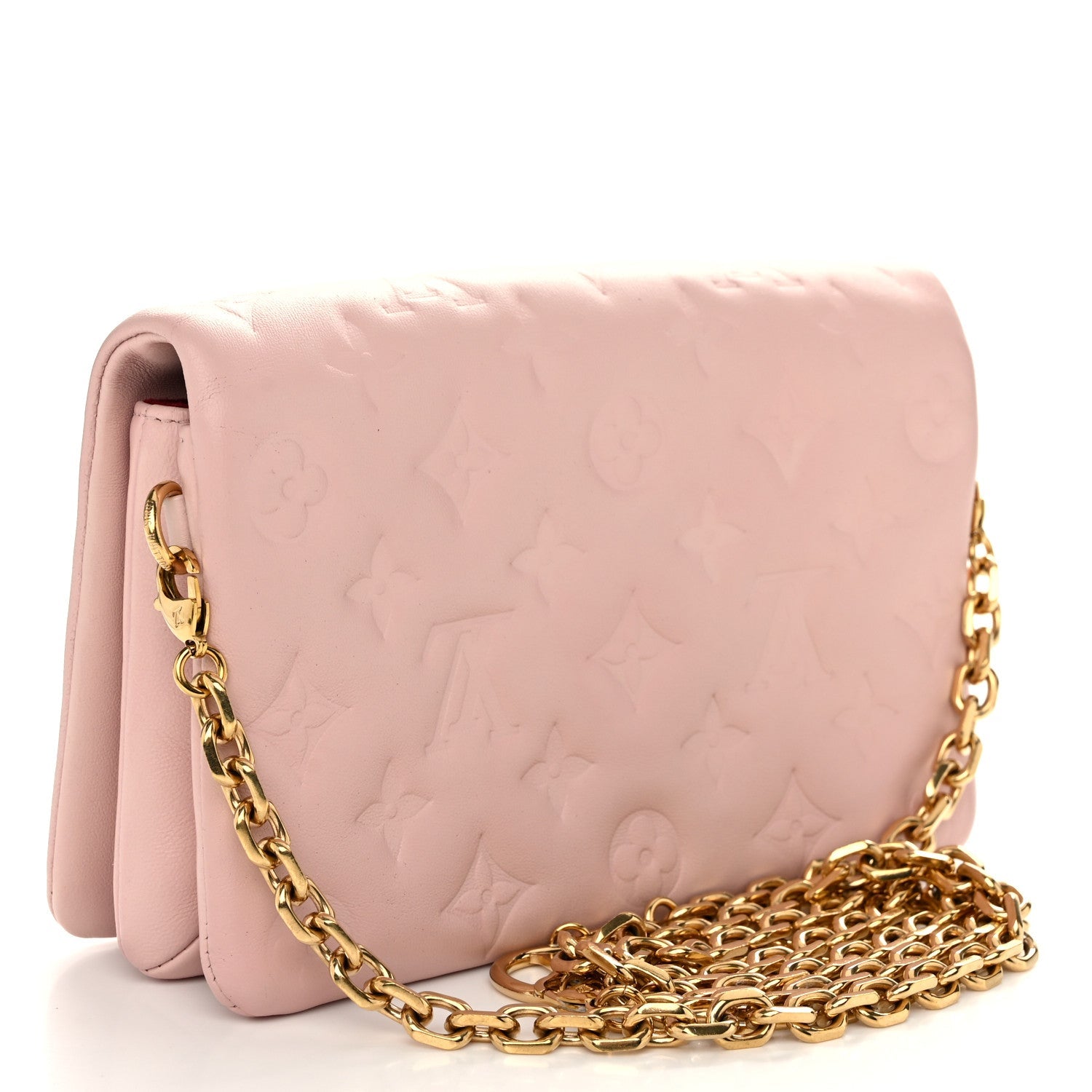 Lambskin Embossed Monogram Pochette Coussin Rose