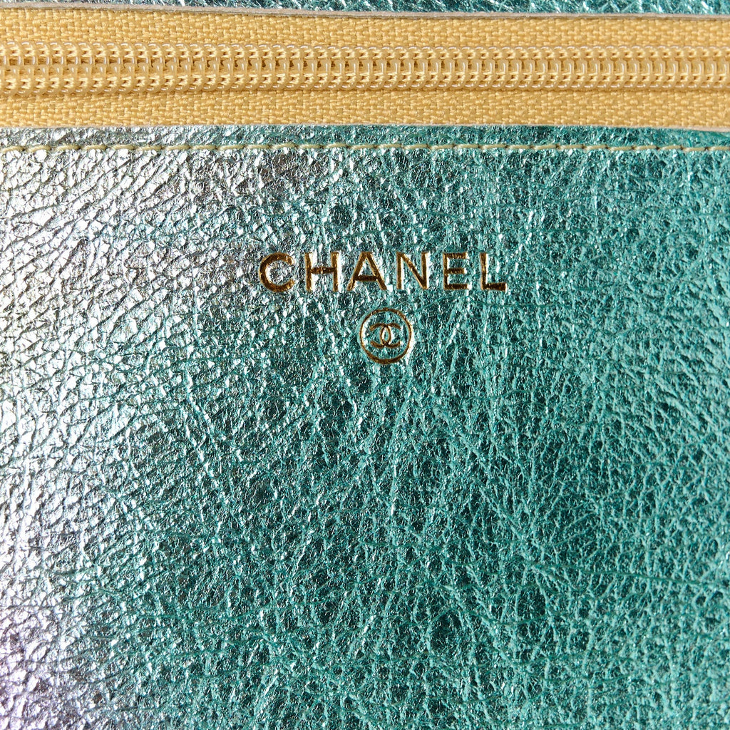 Metallic Goatskin Quilted 2.55 Reissue Wallet on Chain WOC Multicolor