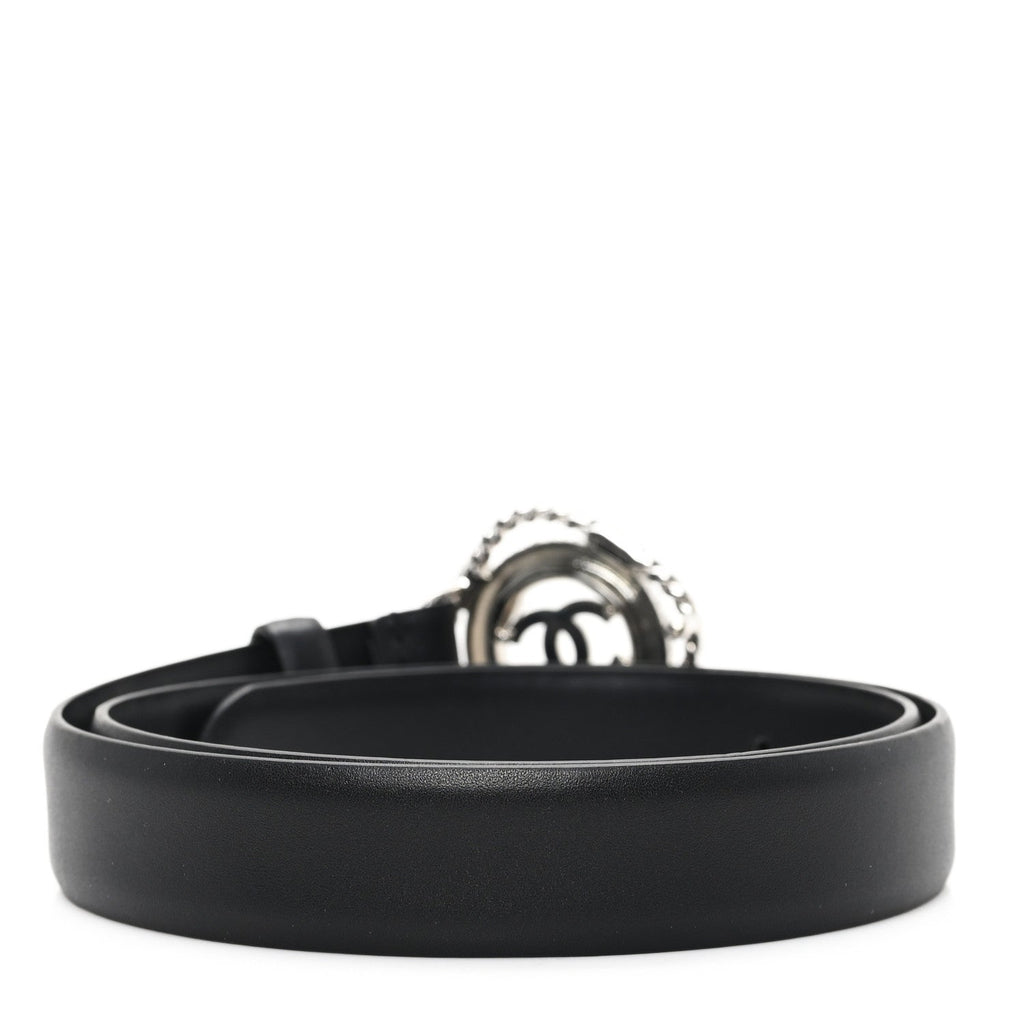 Calfskin Crystal CC Lifesaver Belt 75 30 Black