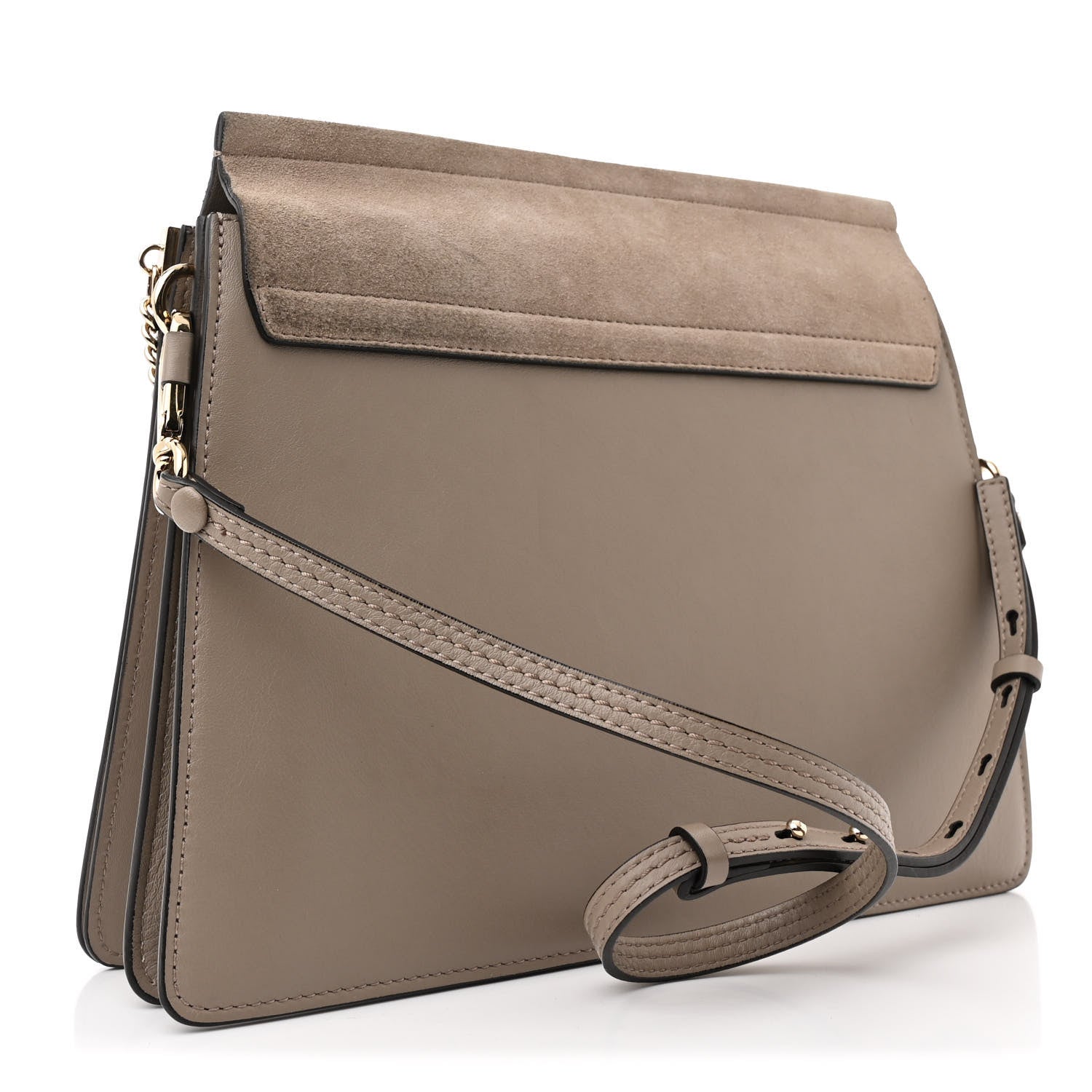 Calfskin Suede Medium Faye Shoulder Bag Motty Grey