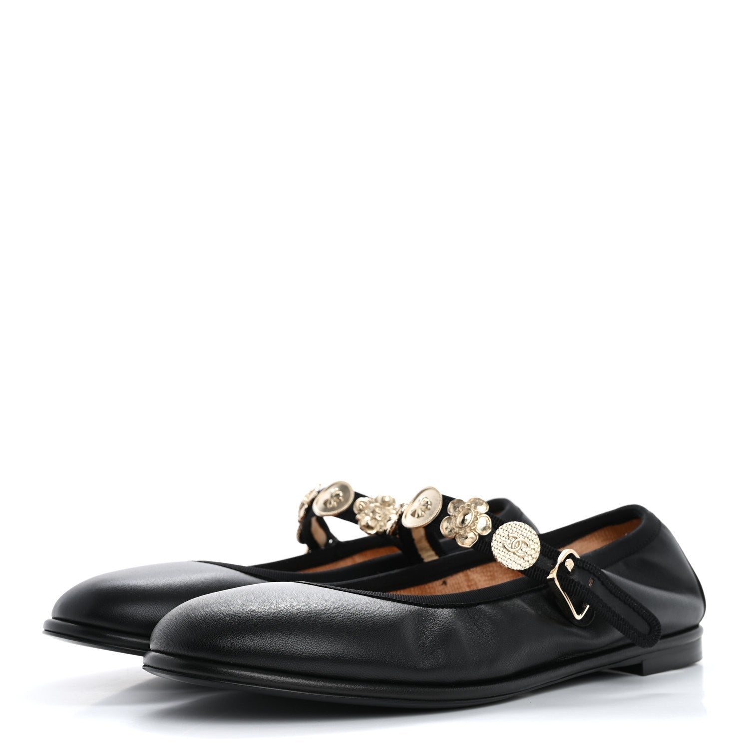 Lambskin Charm Mary Jane Flats 39 Black