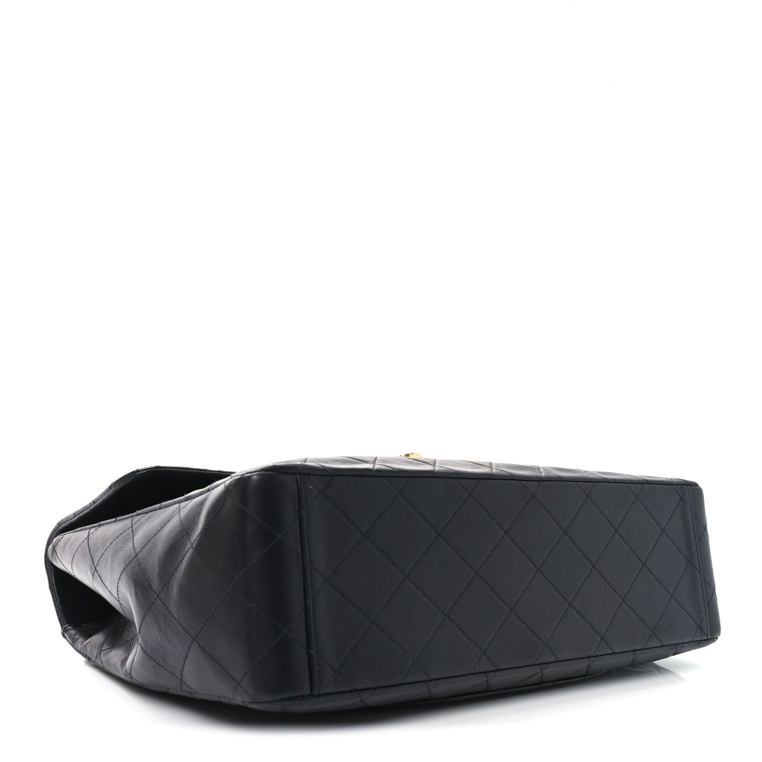 Lambskin Quilted XL Jumbo Single Flap Black