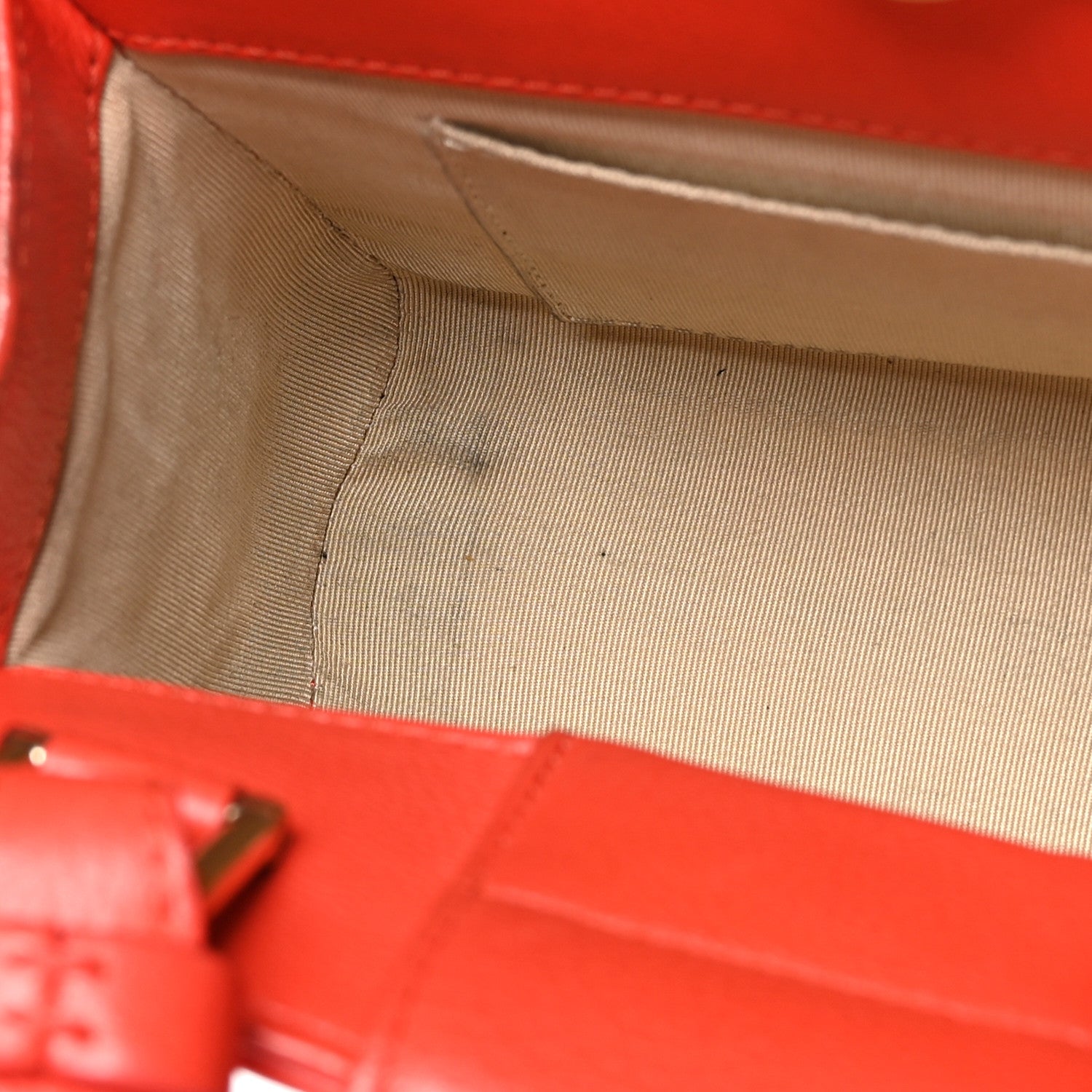 Grained Calfskin Stitched Mini Label  Shopper Tote Red
