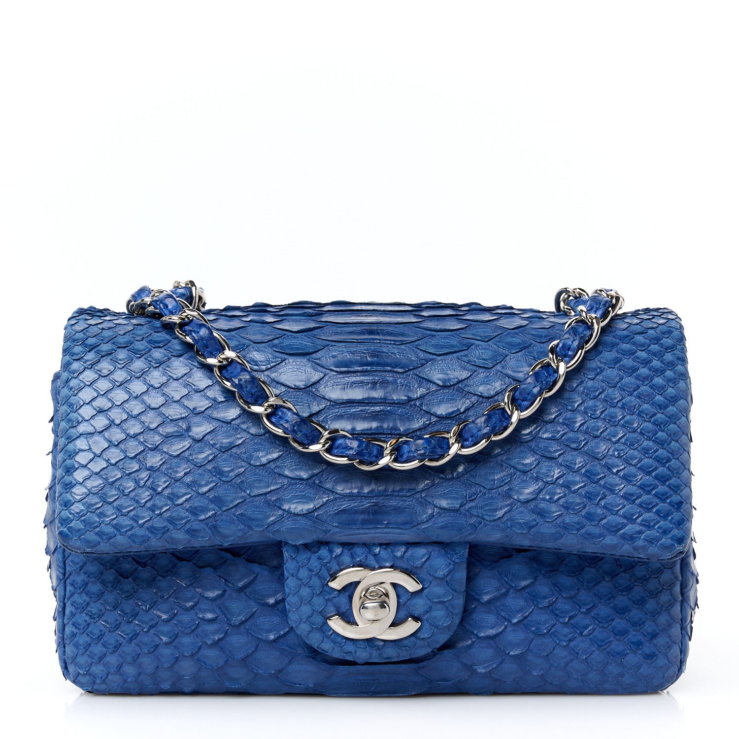 Snakeskin Mini Rectangular Flap Blue