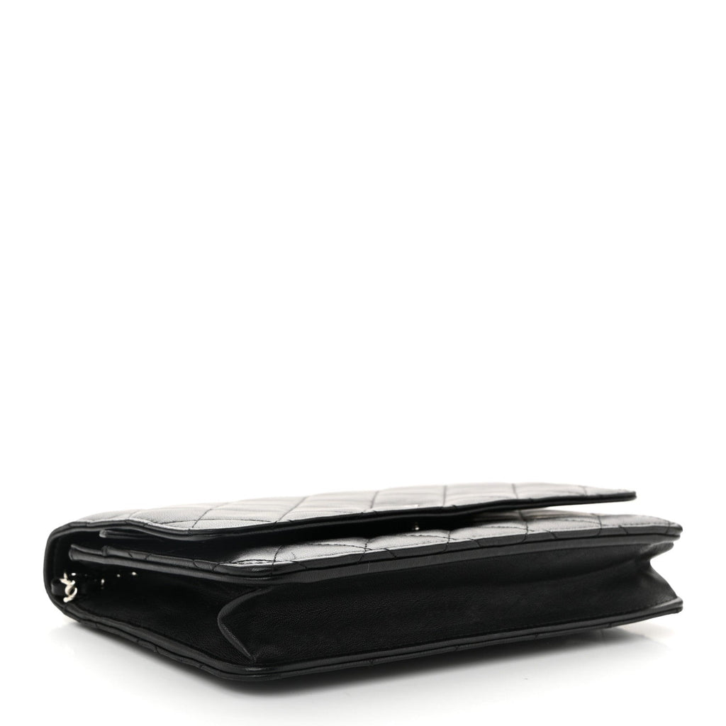 Lambskin Quilted Wallet On Chain WOC Black