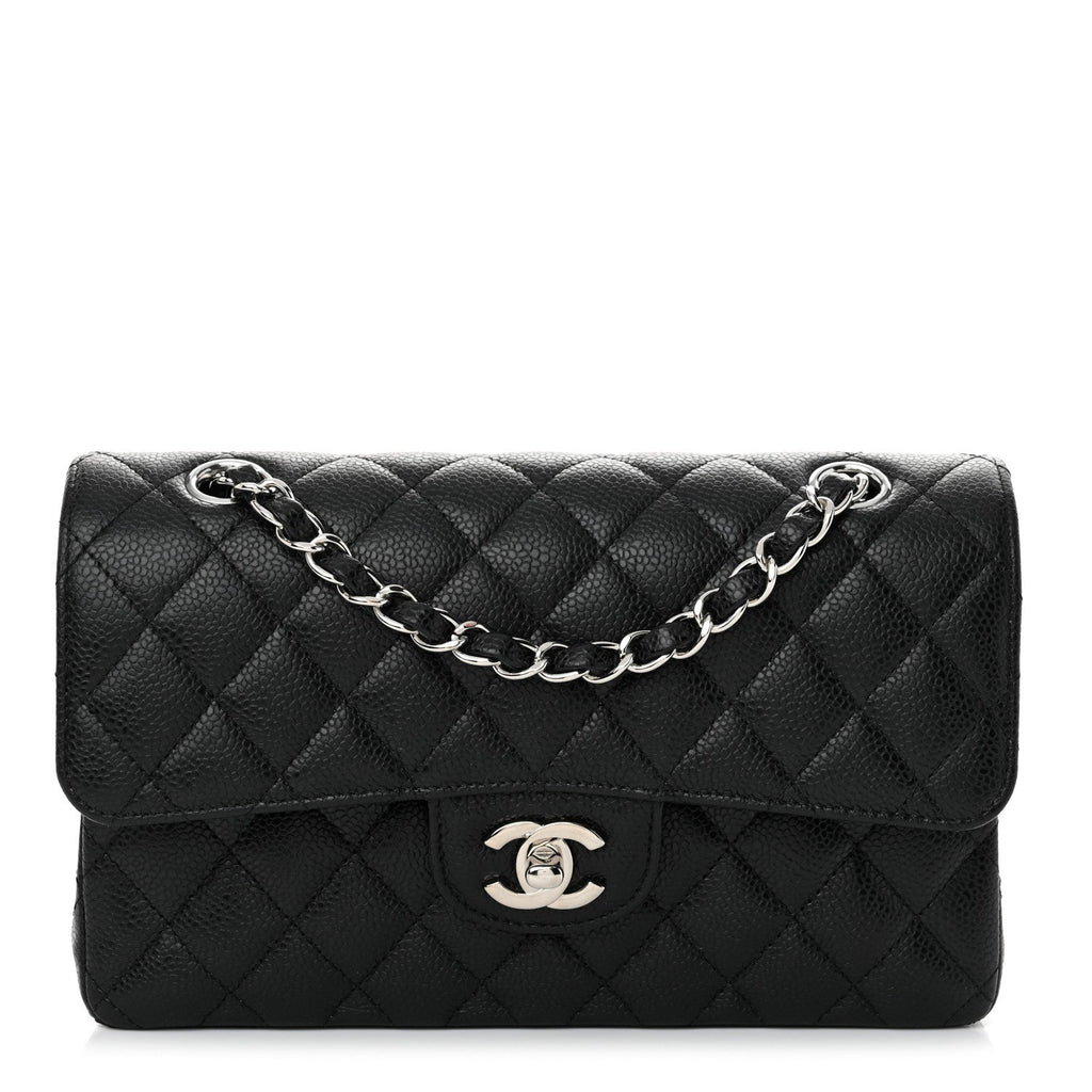 Caviar Quilted Small Double Flap Black