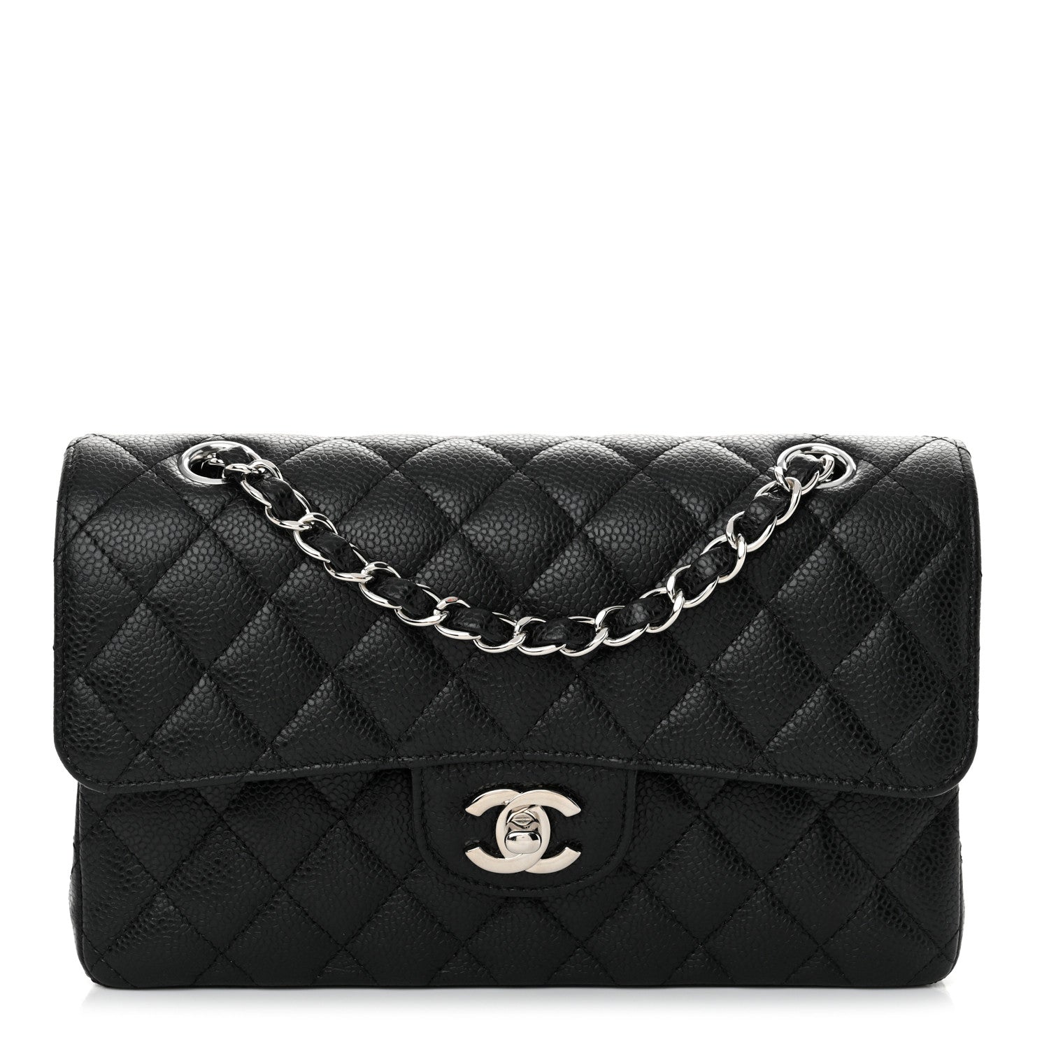 Caviar Quilted Small Double Flap Black
