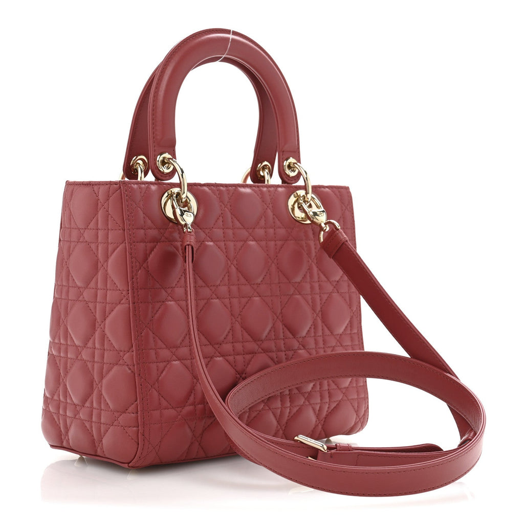 Lambskin Cannage Medium Lady Dior Pink Honey