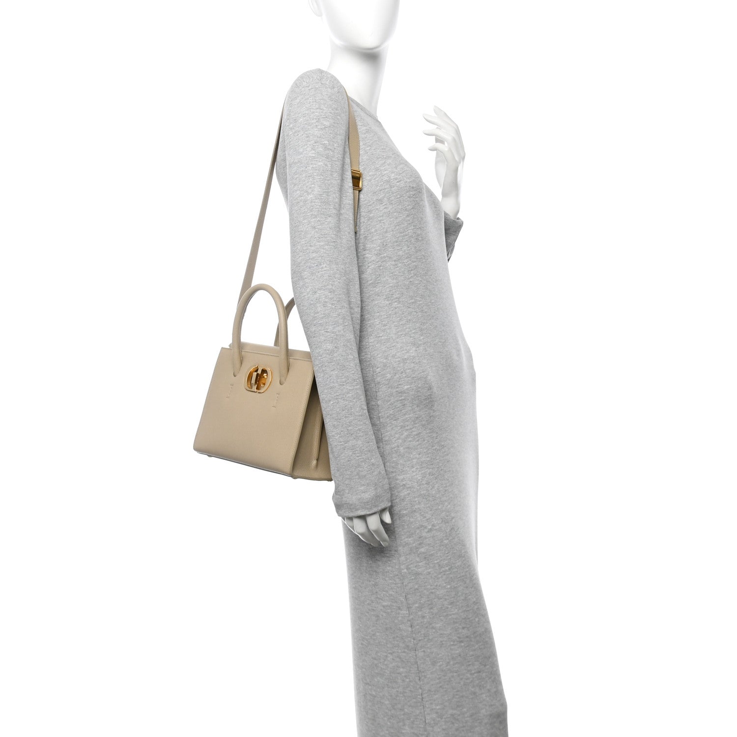 Grained Calfskin Medium St. Honore Tote Beige