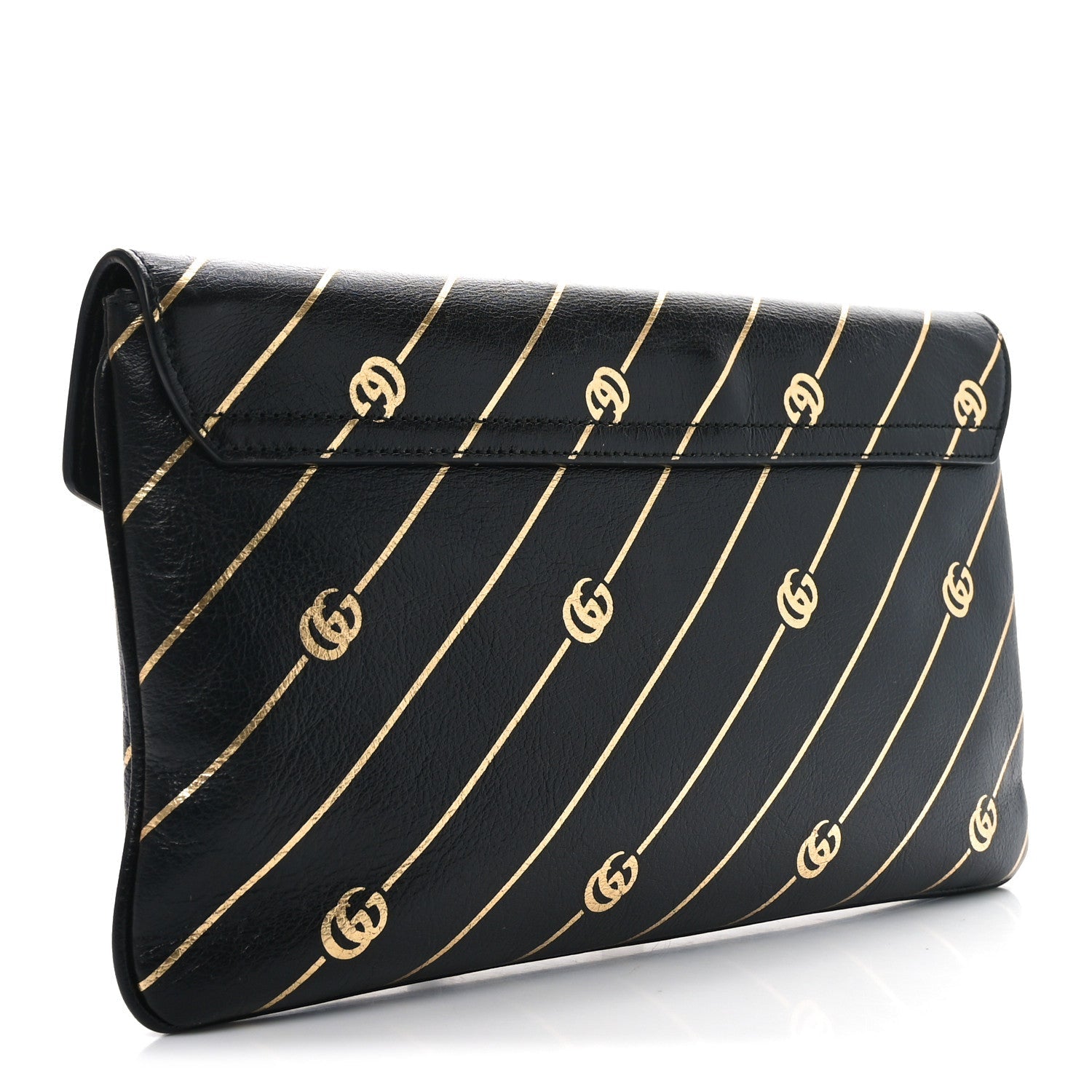 Calfskin Broadway GG Archive-P Envelope Clutch Black