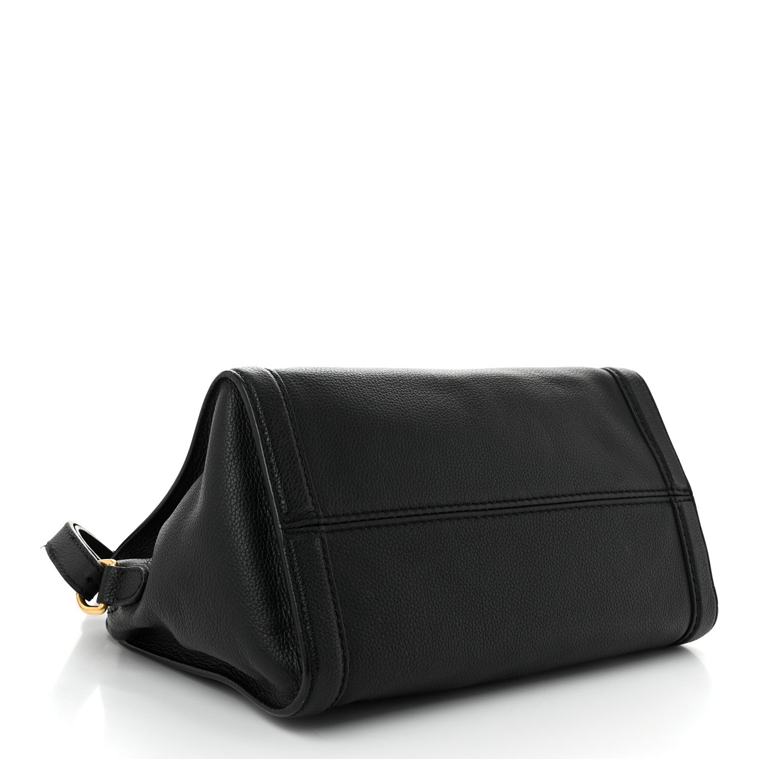 Pebbled Calfskin Small Skull Padlock Zip Around Tote Black