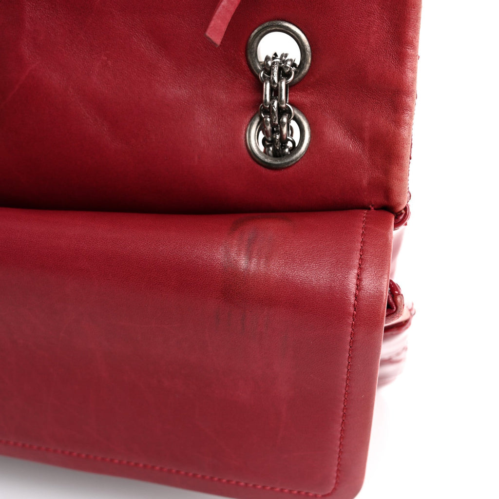 Distressed Patent Quilted 2.55 Reissue 227 Flap Raspberry Red