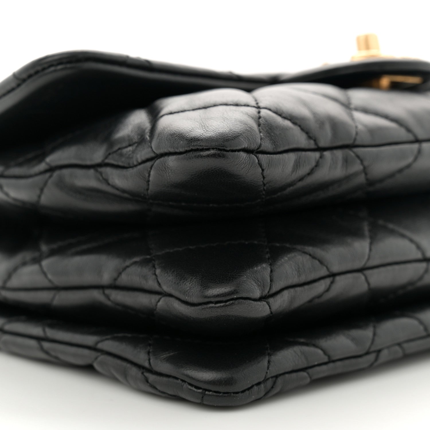Lambskin Quilted Small Pillow Crush Flap Black