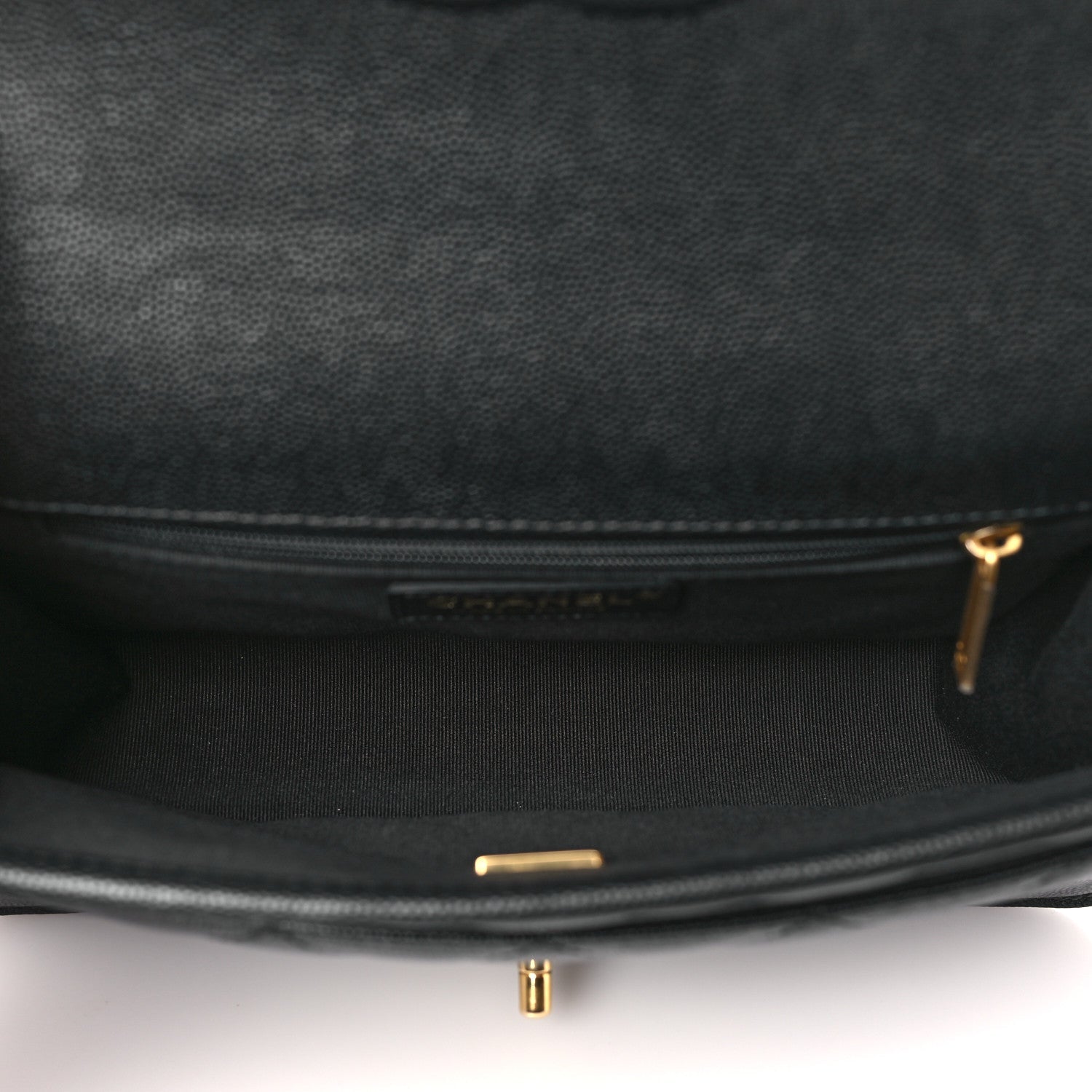 Caviar Quilted School Memory Small Top Handle Flap Black