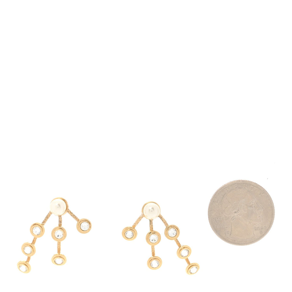 Pearl Crystal Tribales Pendant Earrings Gold