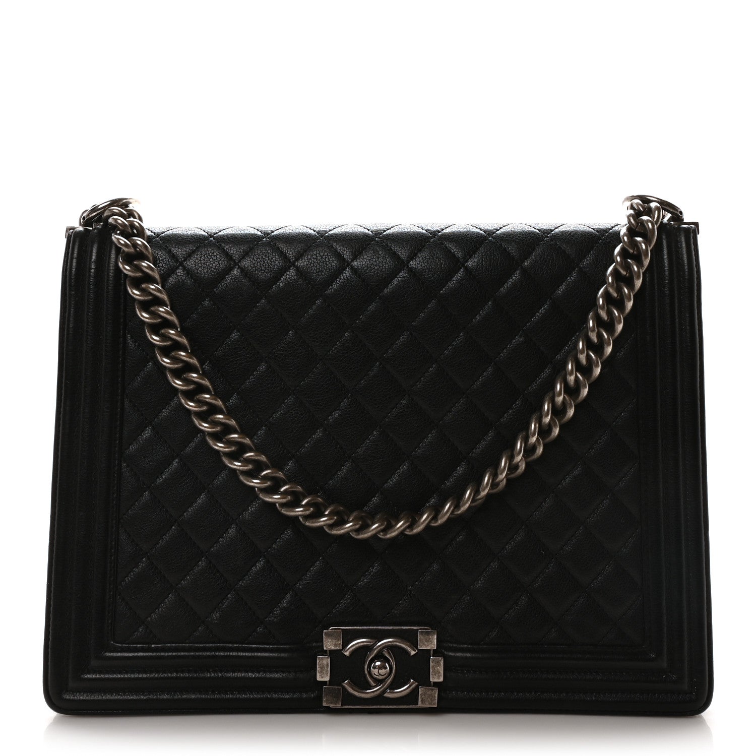 Caviar Quilted Large Boy Flap Black