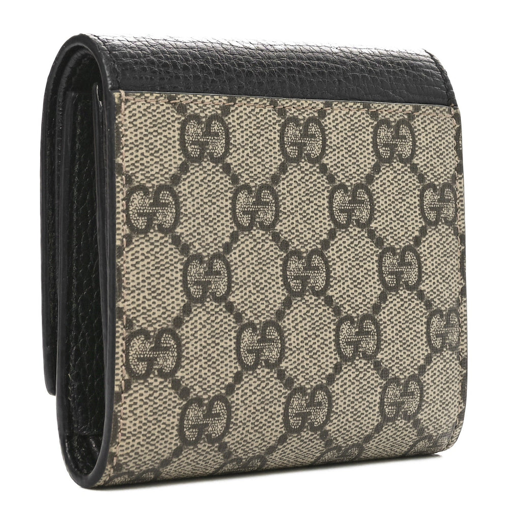 Dollar Calfskin GG Supreme Monogram Medium GG Marmont Wallet Black Beige Ebony