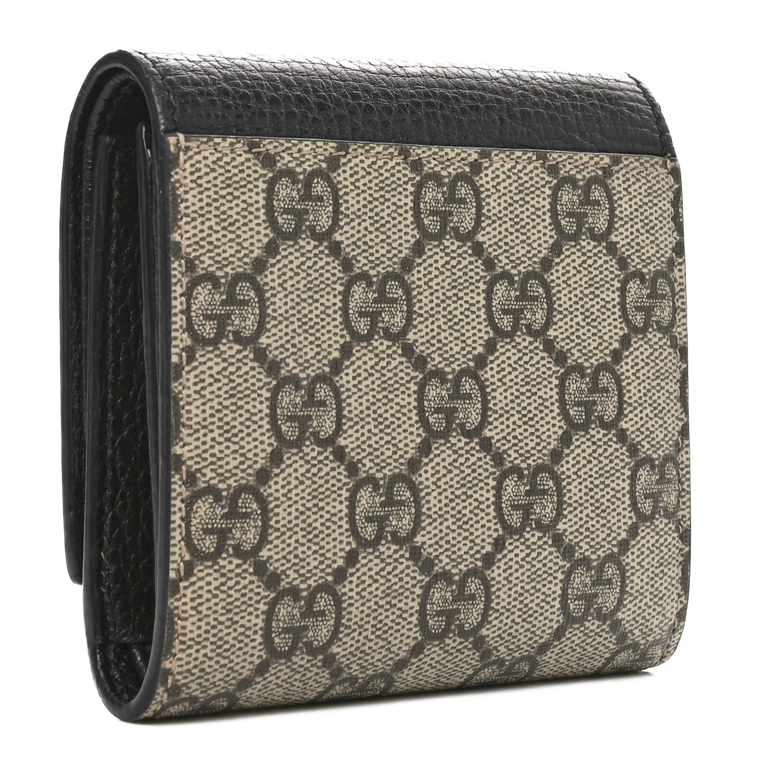 Dollar Calfskin GG Supreme Monogram Medium GG Marmont Wallet Black Beige Ebony