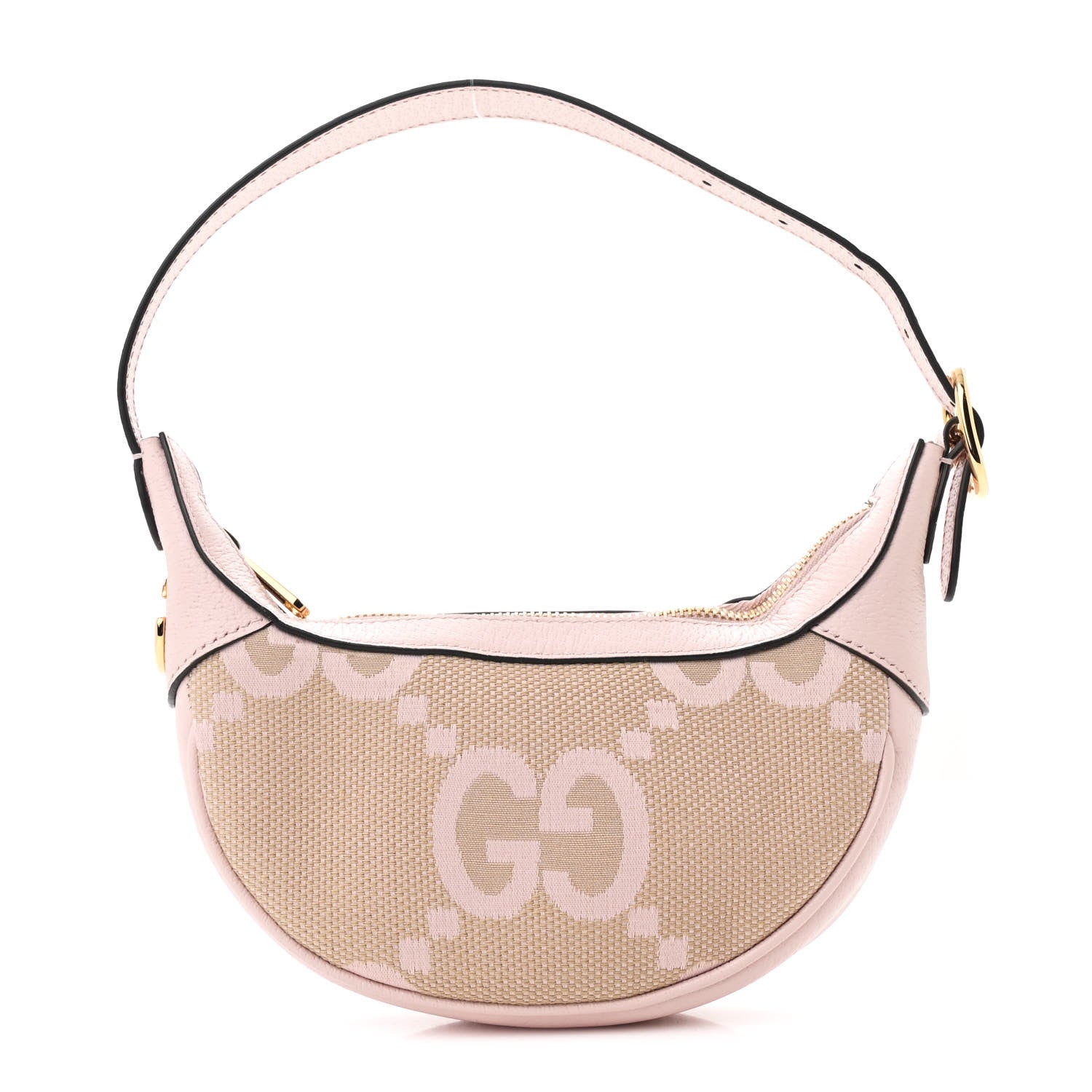 Monogram Jumbo GG Textured Dollar Calfskin Mini Ophidia Half Moon Hobo Beige Lapis