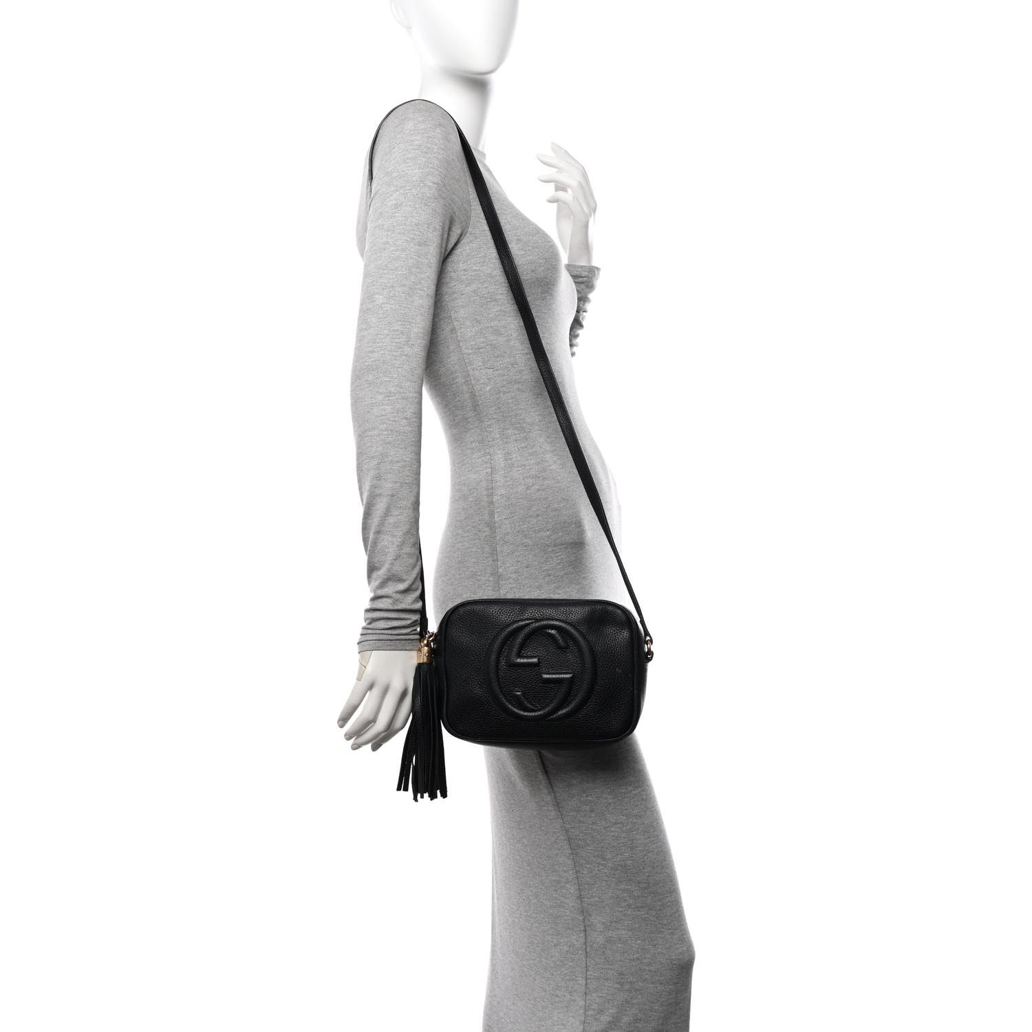 Pebbled Calfskin Small Soho Disco Bag Black