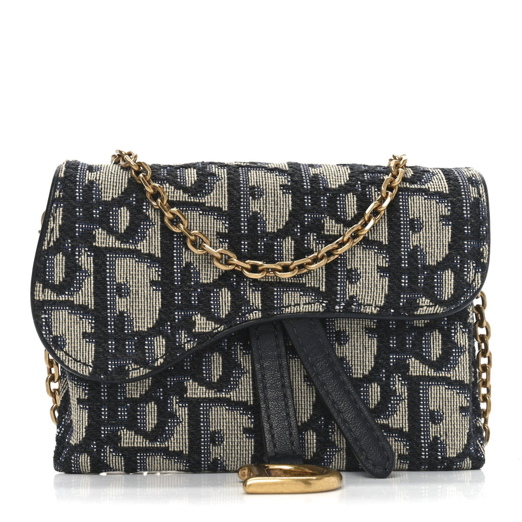 Oblique Nano Saddle Chain Pouch Blue