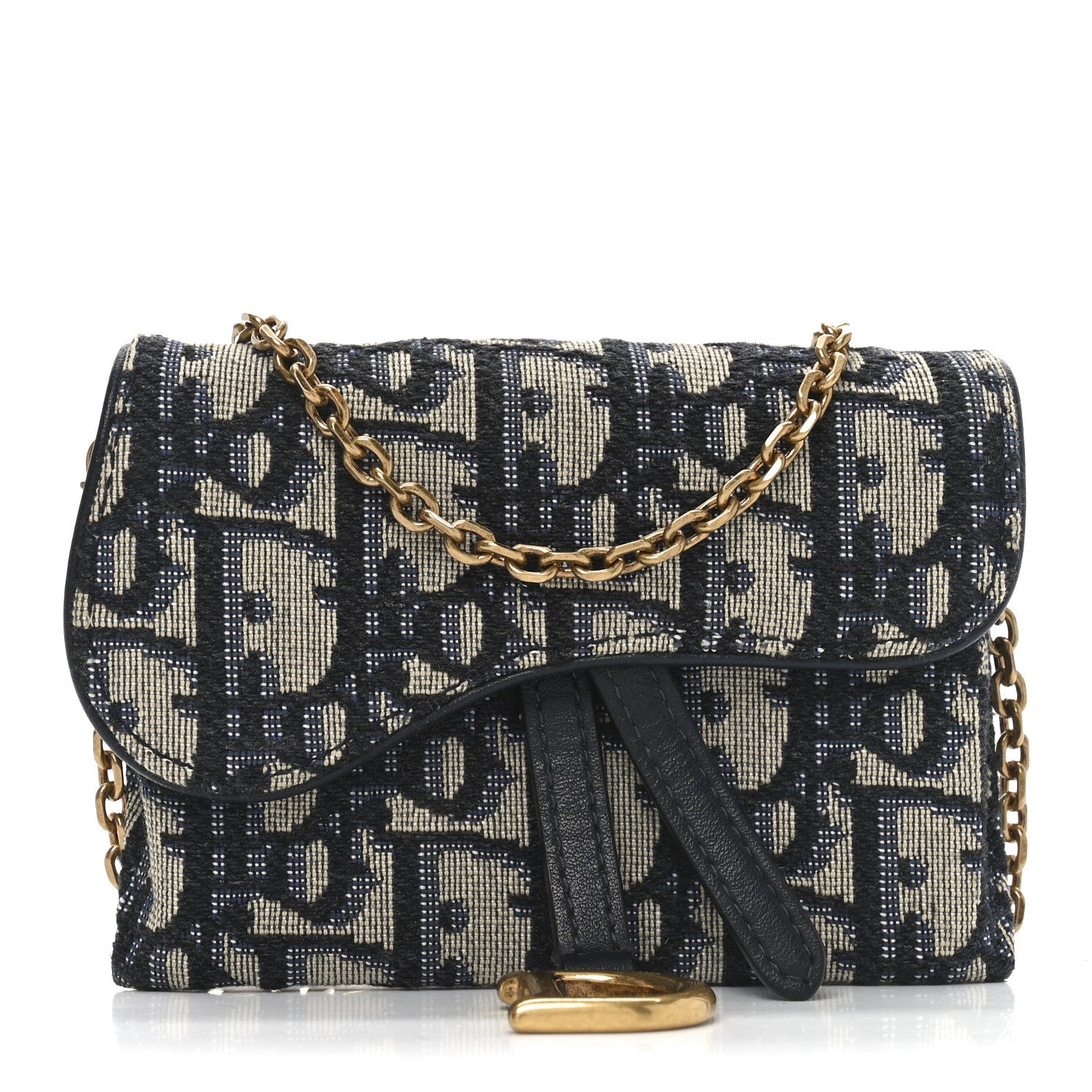 Oblique Nano Saddle Chain Pouch Blue